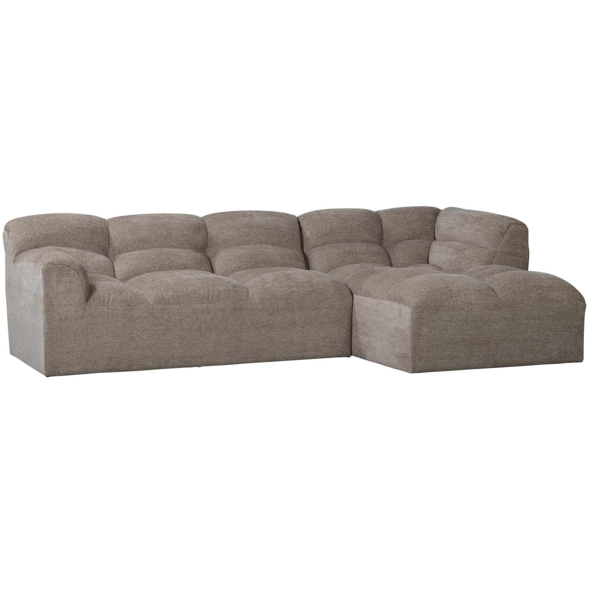 WOOOD Ecksofa Tibas Rechts - Webstoff, Sand, elegantes, abgerundetes Design mit hohem Sitzkomfort