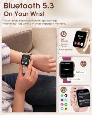 AIMIUVEI G36 Smartwatch (1,85 Zoll, Andriod iOS), mit Periodenverfolgung, 120+ Sport, Herzfrequenz, SpO2 Schlafmonitor