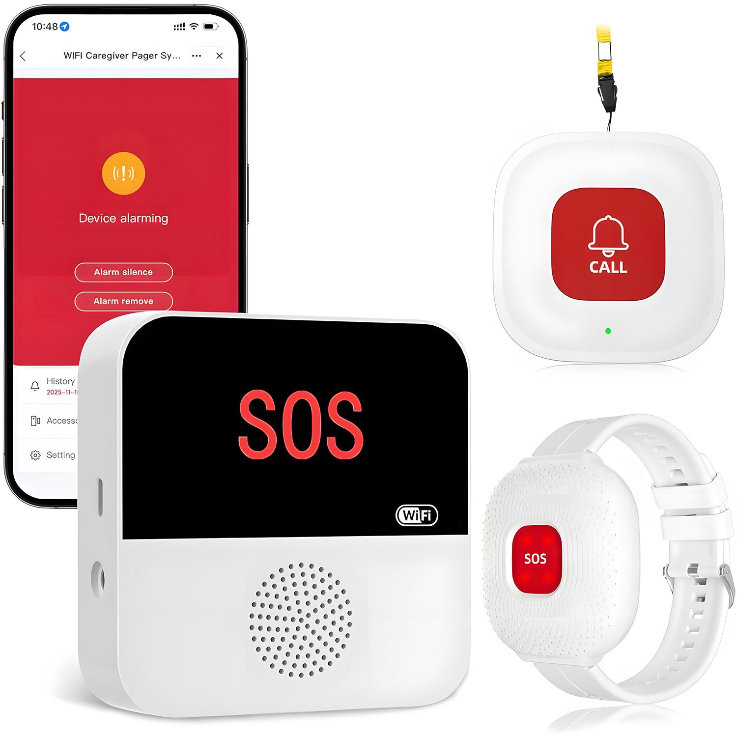 AKKEE Notrufknopf für Senioren, WiFi Alarmanlage Haus, Senioren Notruf Alarmanlage (WiFi-Hausnotruf-Senioren-SOS-Armband, Hausnotruf für Angehörige)