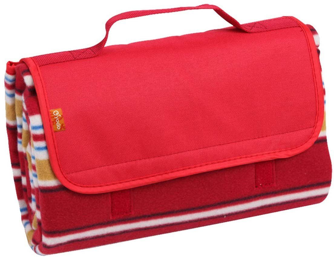Picknickdecke Picknick Fleecedecke 150 x 135 cm mit wasserfester PEVA Unterseite, BRUBAKER, Große Stranddecke bunt für Wandern, See, Strand