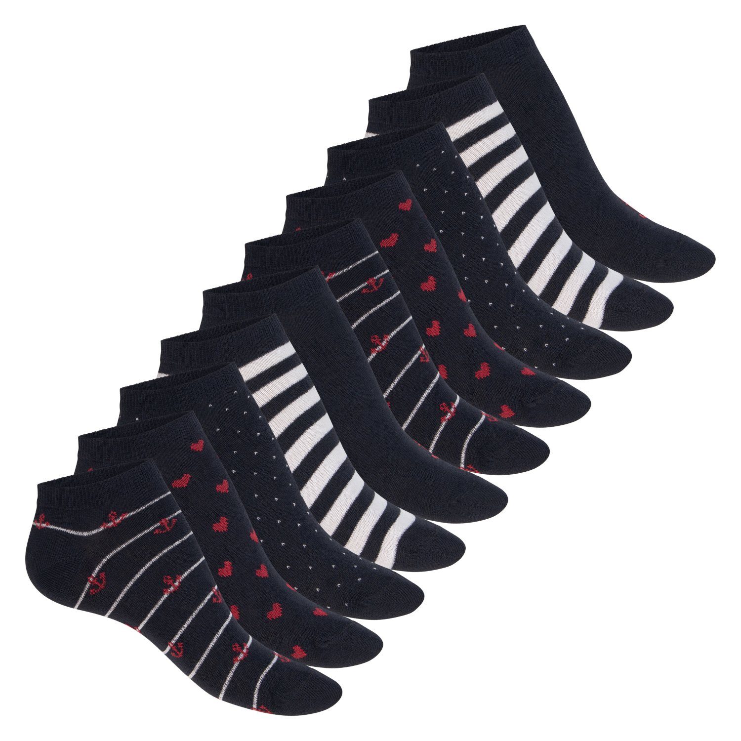 celodoro Sneakersocken Eco Sneaker Socken Damen (10 Paar), Kurzsocken aus Baumwolle Marine