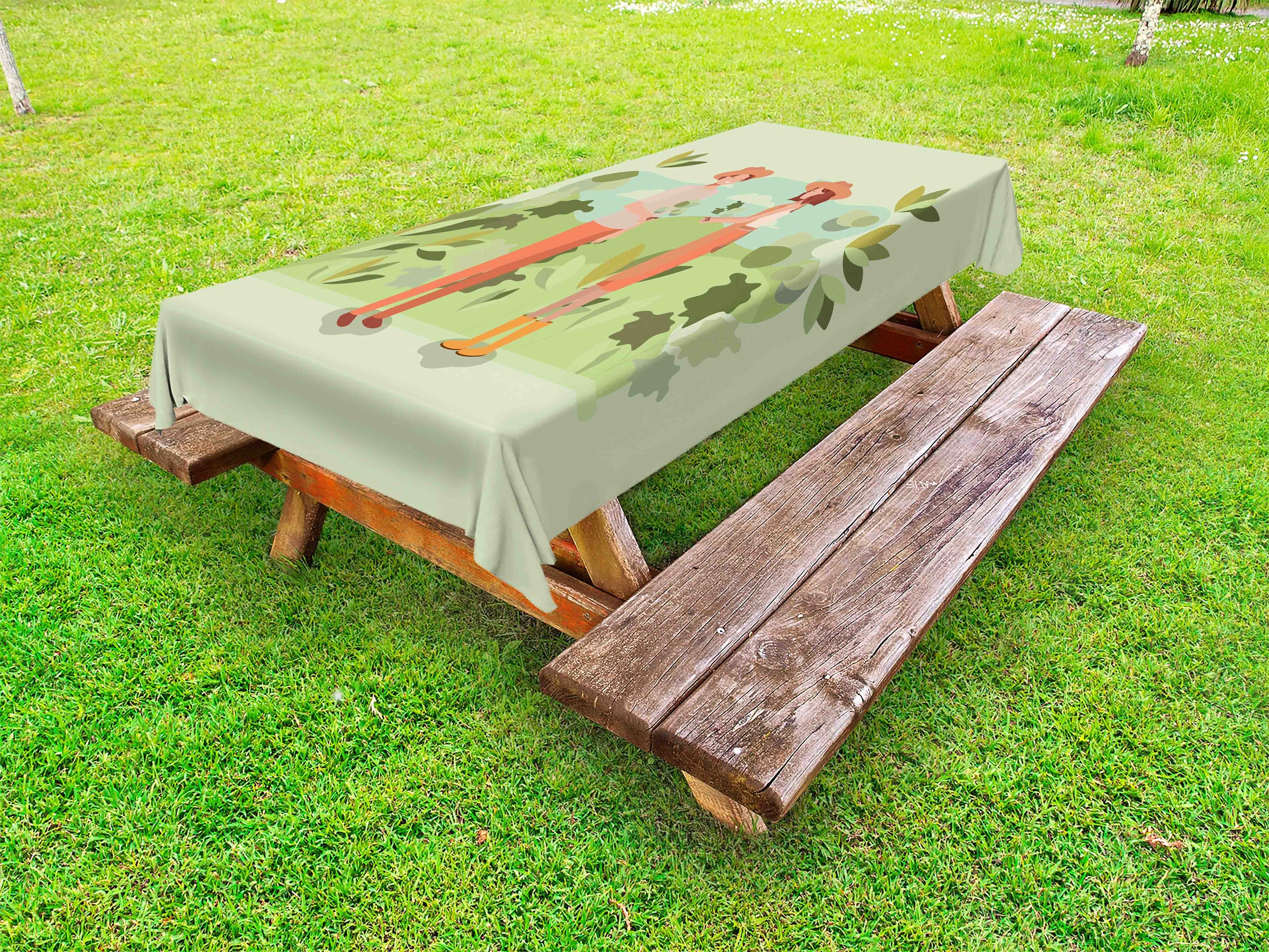 Abakuhaus Tischdecke dekorative waschbare Picknick-Tischdecke, Tag der Erde paar Einpflanzen