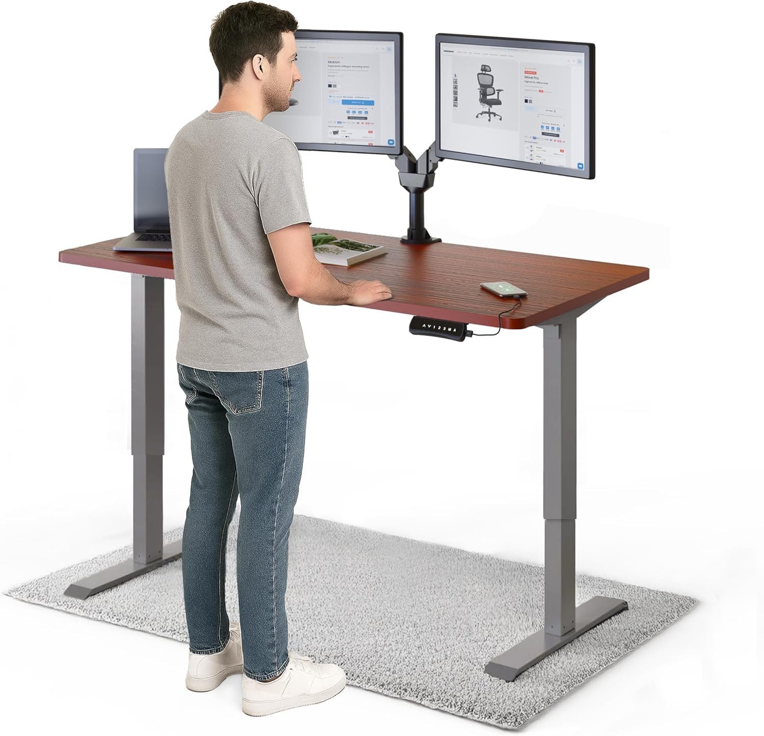 DESKSPACE Schreibtisch Pro Elektrisch höhenverstellbarer Schreibtisch - inklusive Tischplatte (Komplettset inkl. Tischplatte und Gestell), Ergonomischer Stehpult mit Memory Funktion & Kollisionsschutz