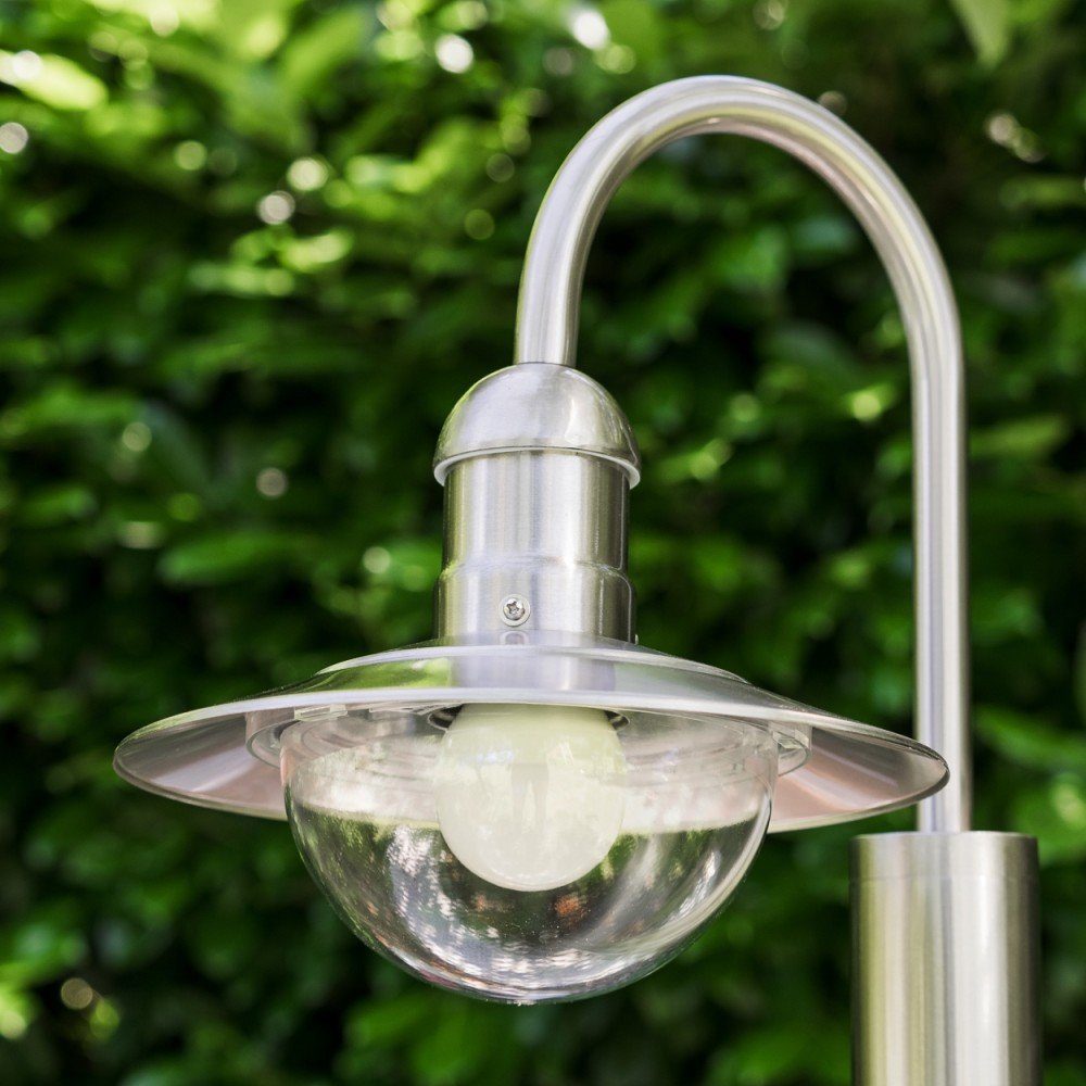 aus E27, ohne in »Verna« IP44 Design, Leuchtmittel, mit Gartenlampe Edelstahl modernem Stehleuchte Lampenschirmen Glas, Außen-Stehlampe Außenleuchte mit hofstein