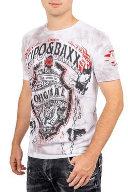 Cipo & Baxx Print-Shirt Extravagantes Kurzarm T-Shirt BA-CT772 (1-tlg) im Ghost Rider Style mit Totenkopf