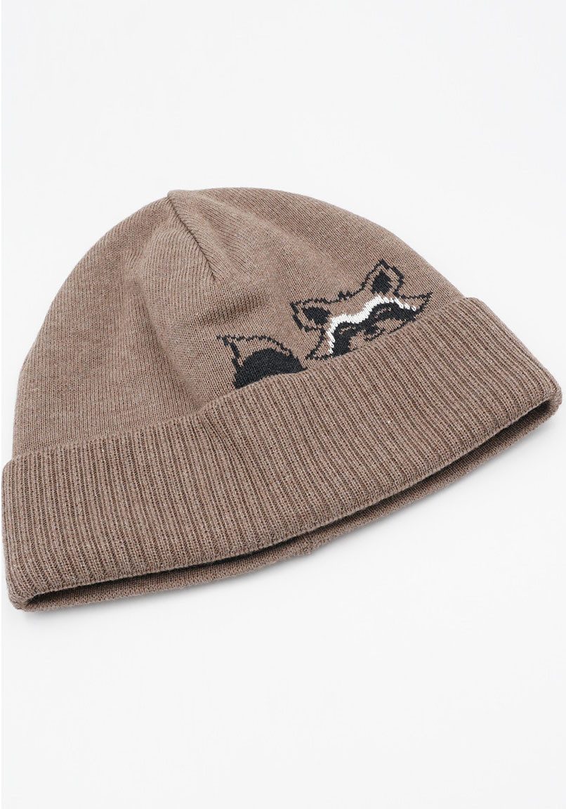 MAXIMO Strickmütze mit Umschlag im Waschbär-Design