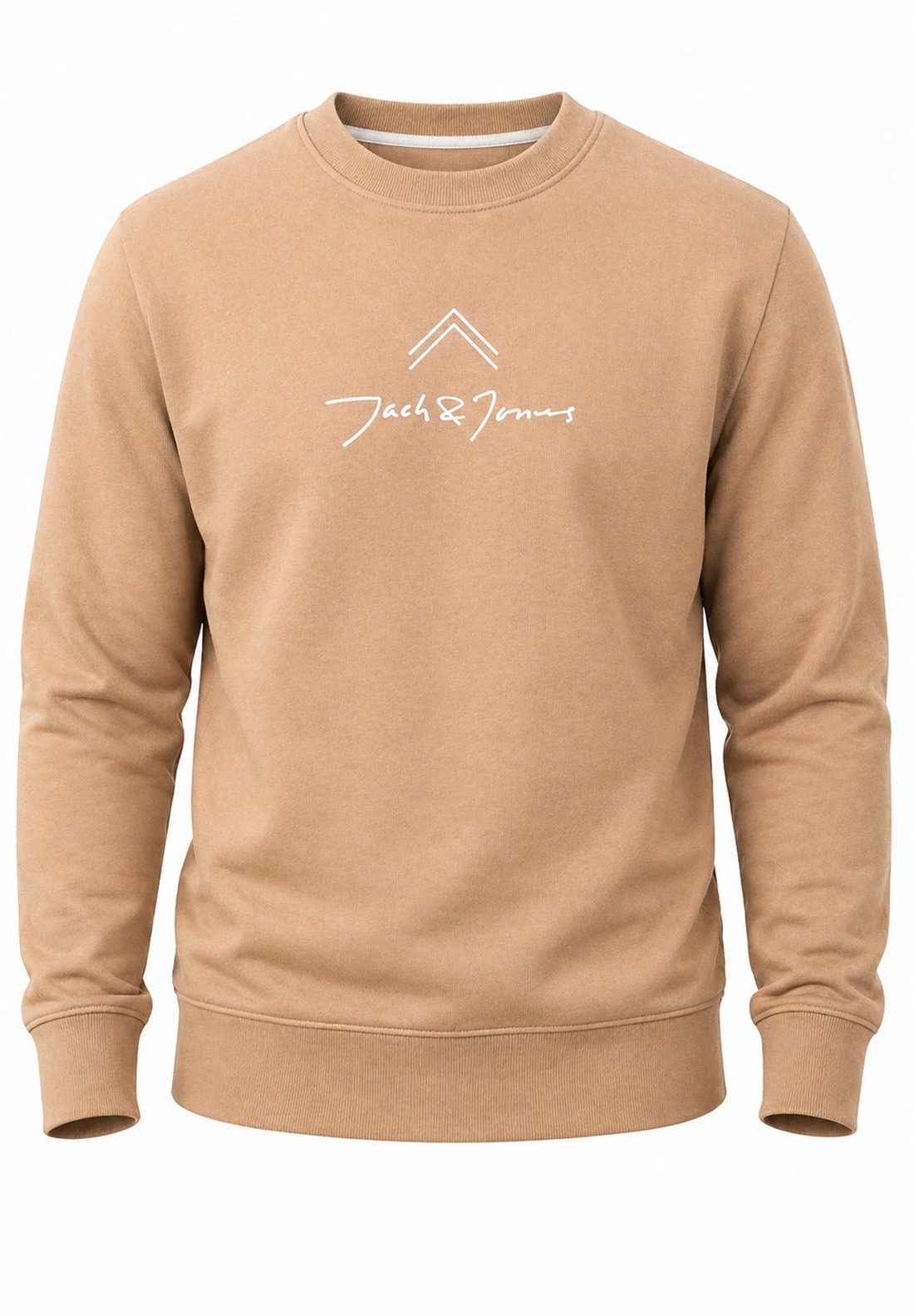 Jack & Jones Sweatshirt Pullover - Rundhalspullover mit Crew-Neck im Regular Fit für Herren Männer Sweatpullover mit Print aus Baumwollmischung
