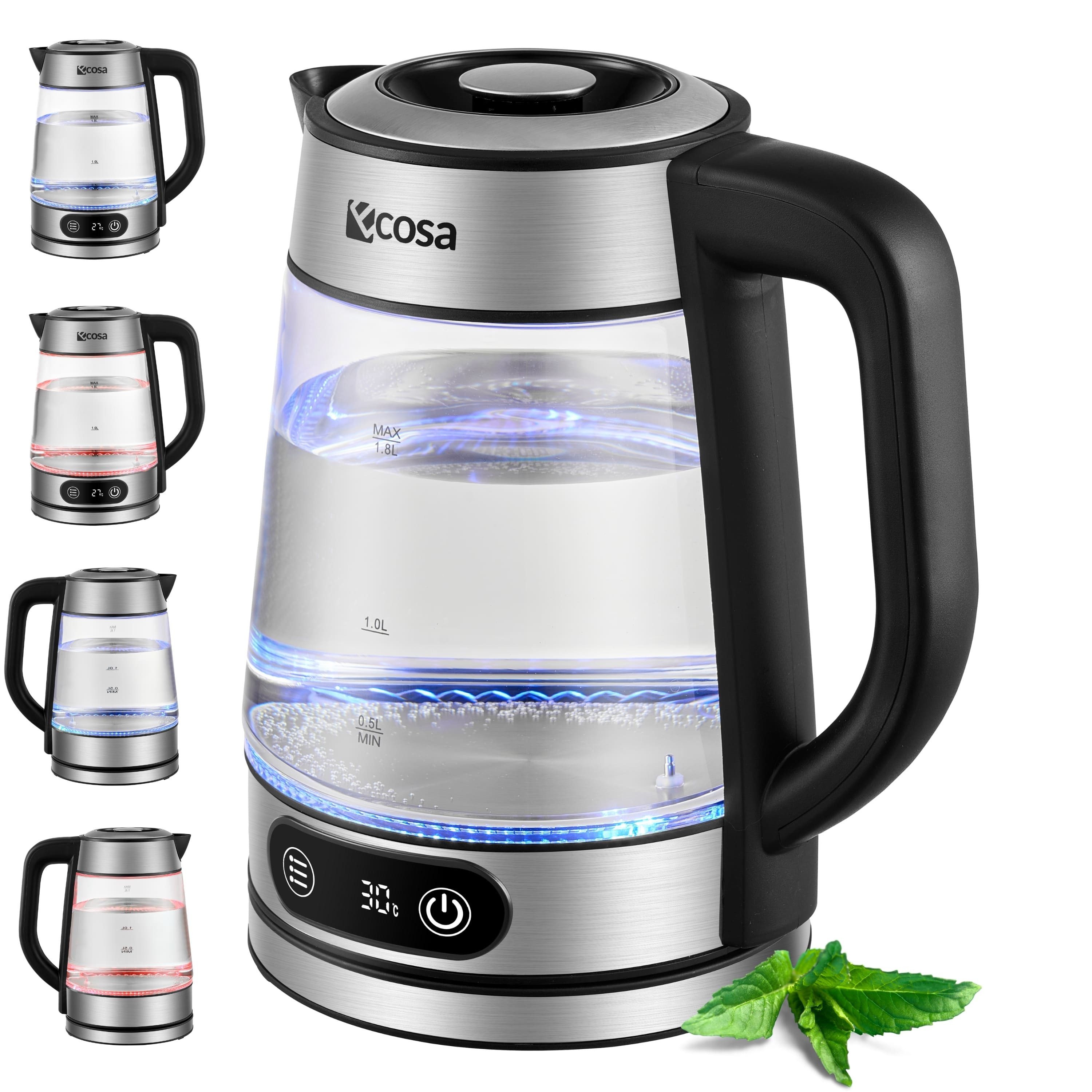 ecosa Wasserkocher EO-696, 1.8 l, 2200 W, Temperatureinstellung, LED-Display, Edelstahl, BPA-frei