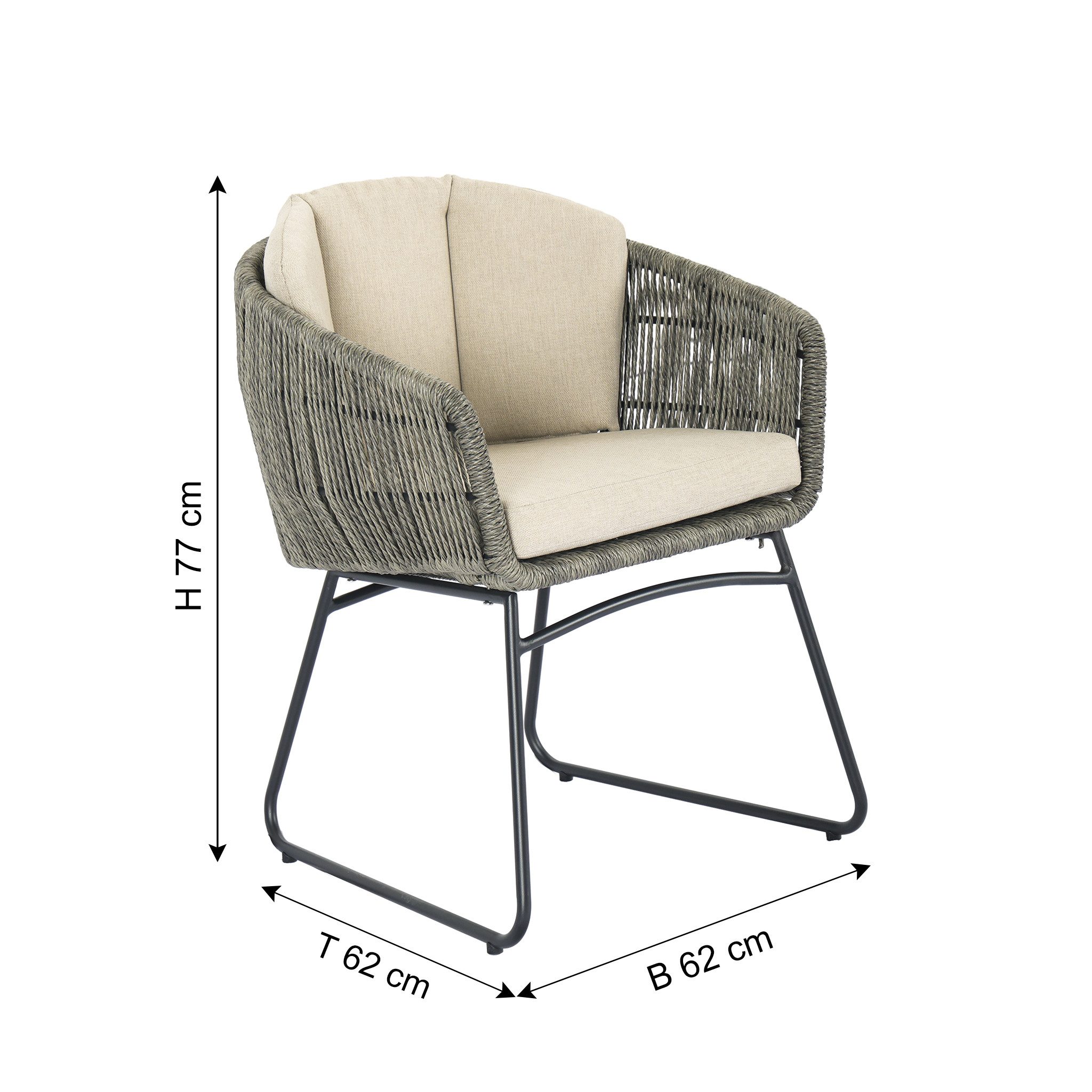 faee Gartenstuhl Lastovo, Aluminium, Weidengeflecht anthrazit