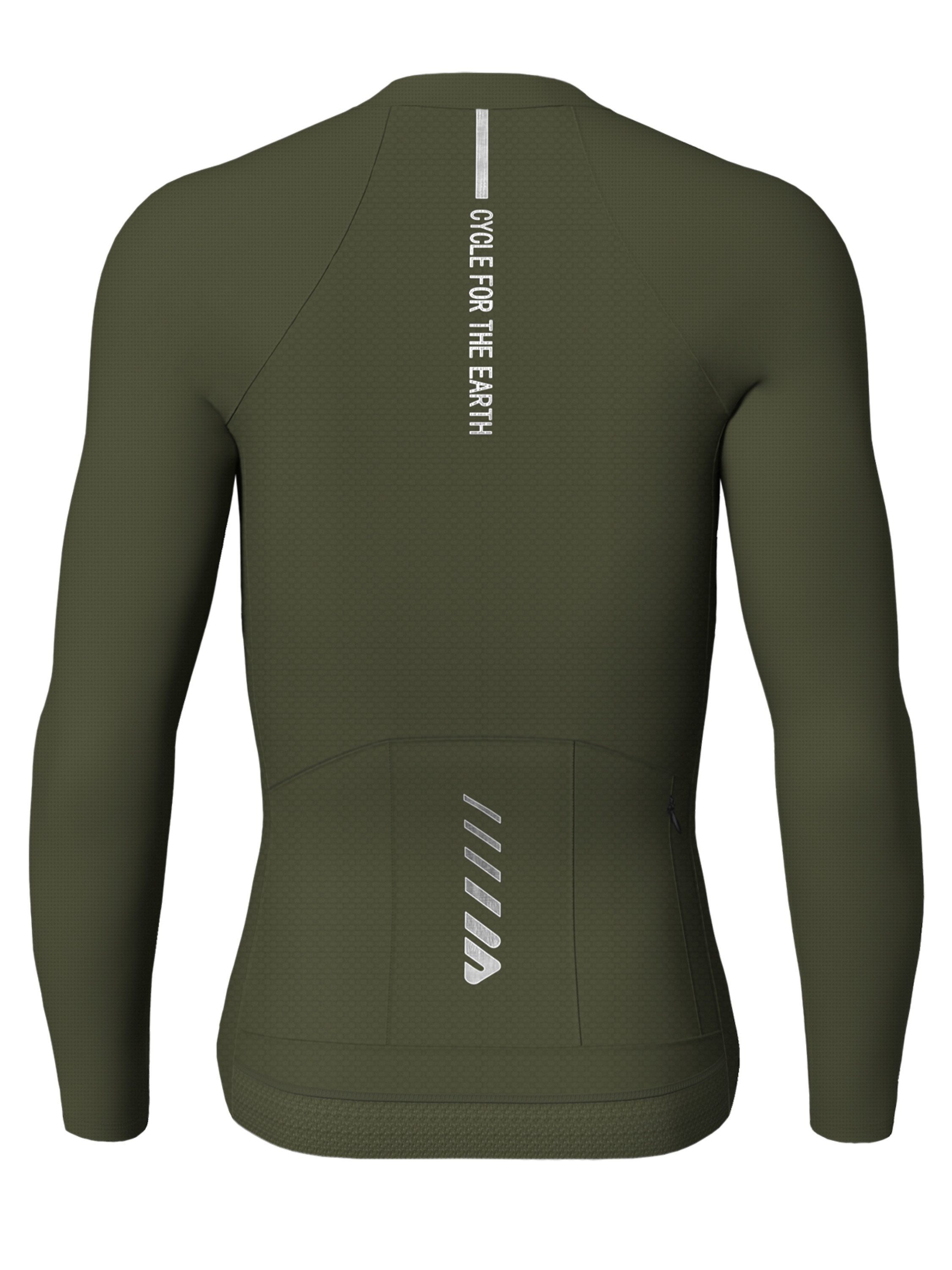 Wulibike Radtrikot Herren Langarm Comfort-Fit, 4 Taschen & Mesh, Olivgrün (1-tlg) atmungsaktiv, feuchtigkeitsableitend und schnelltrocknend – Bild 3 von 5