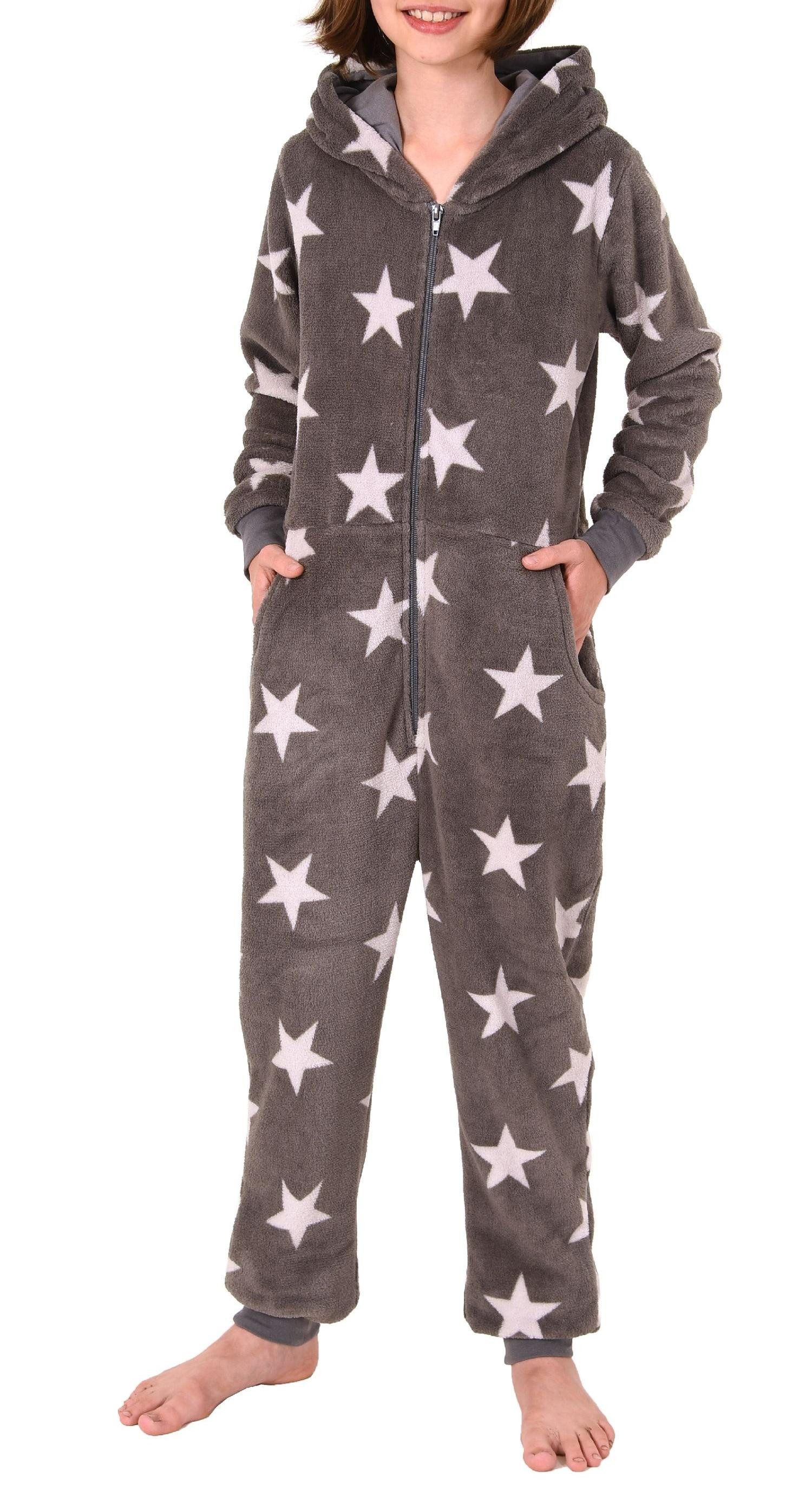 Normann Pyjama Mädchen Jumpsuit Overall Schlafanzug langarm Sternenmotiv