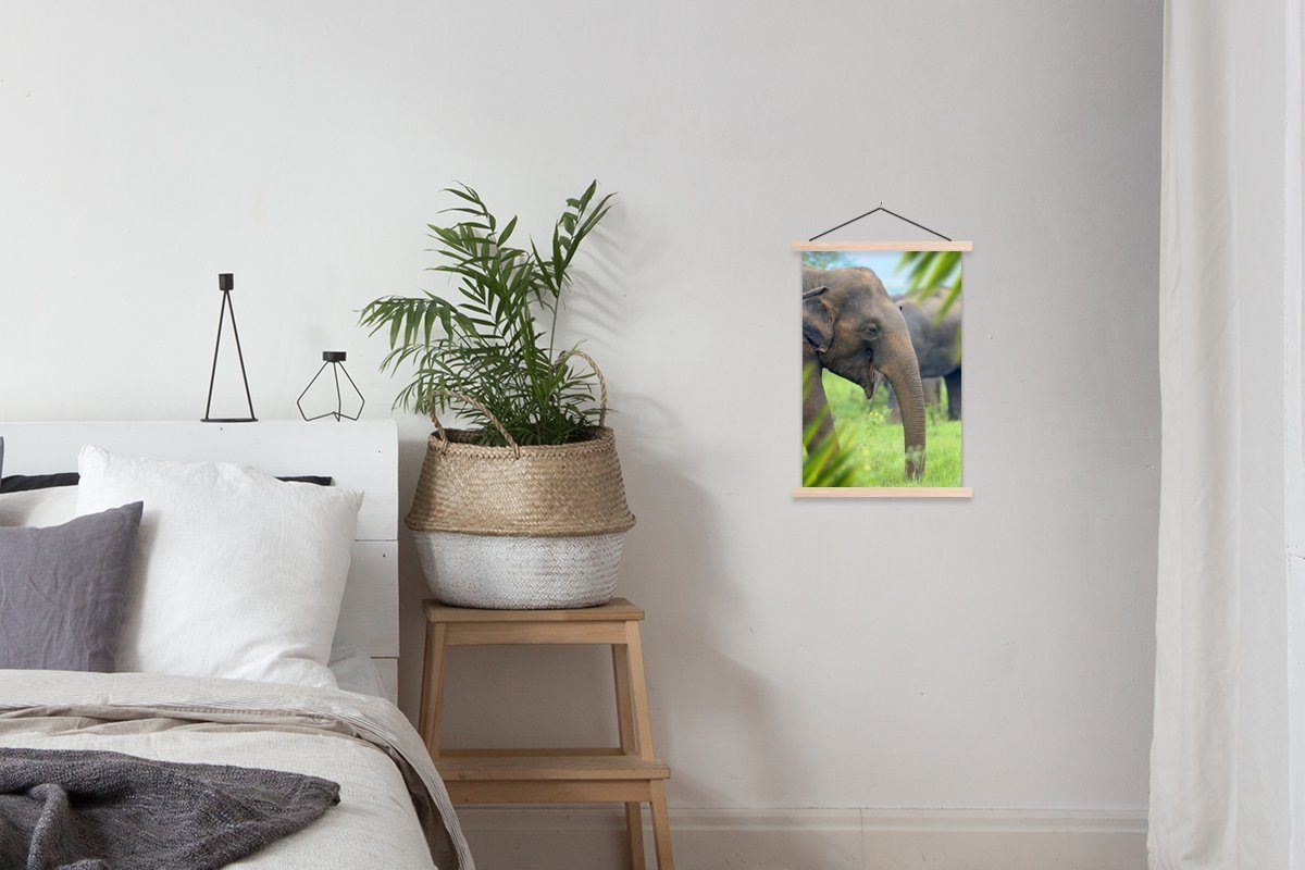 MuchoWow Poster Elefant (1 Posterleiste, Wohnzimmer, Palme Textilposter St), für Tiere, - Magnetisch - Bilderleiste