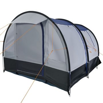 CampFeuer Tunnelzelt Smart für 4 Personen, Schwarz / Blau / Grau, 2000 mm Wassersäule, Personen: 4