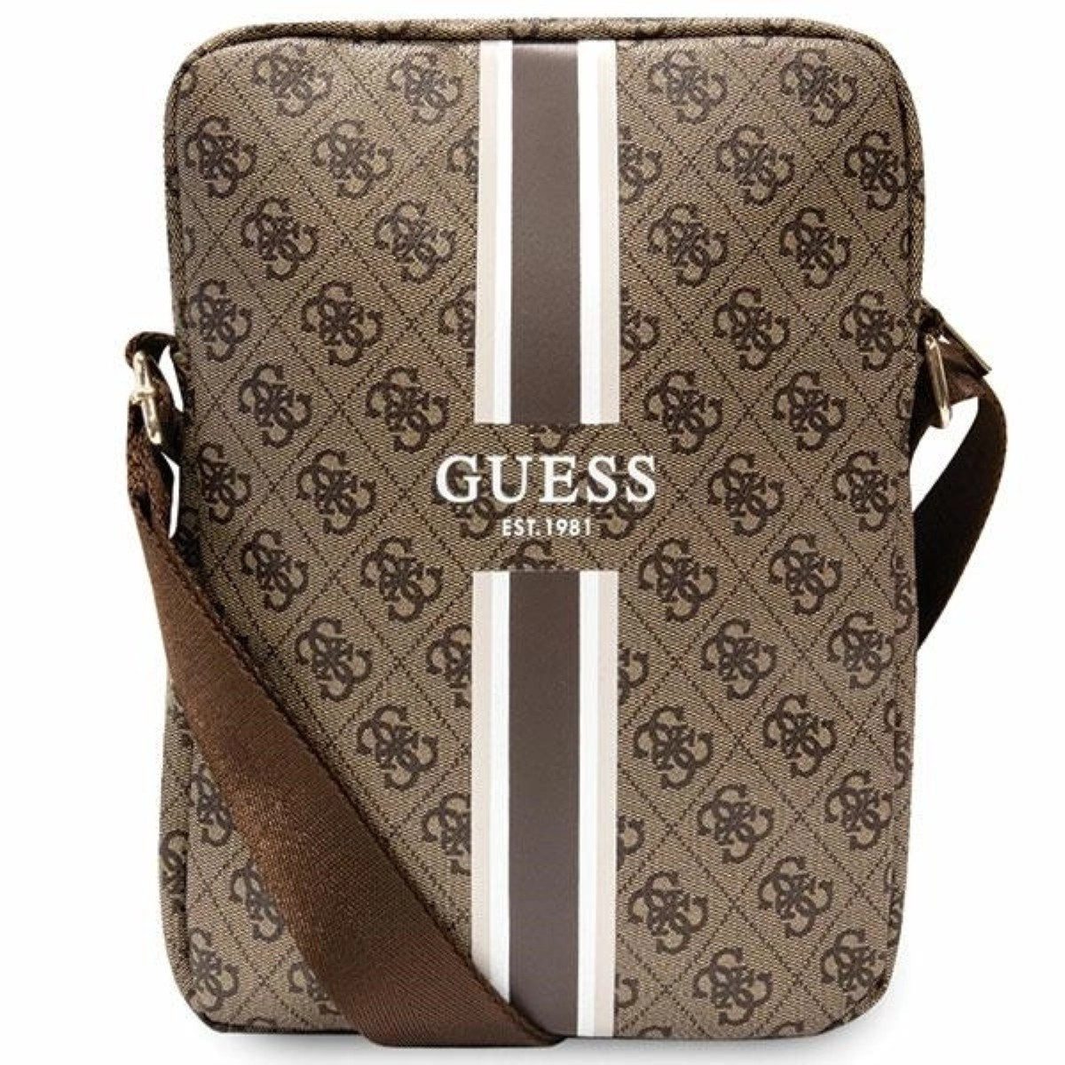 Guess Umhängetasche 4G Stripes Umhängetasche 10 Zoll - Tablet-Tasche in Braun (1-tlg)