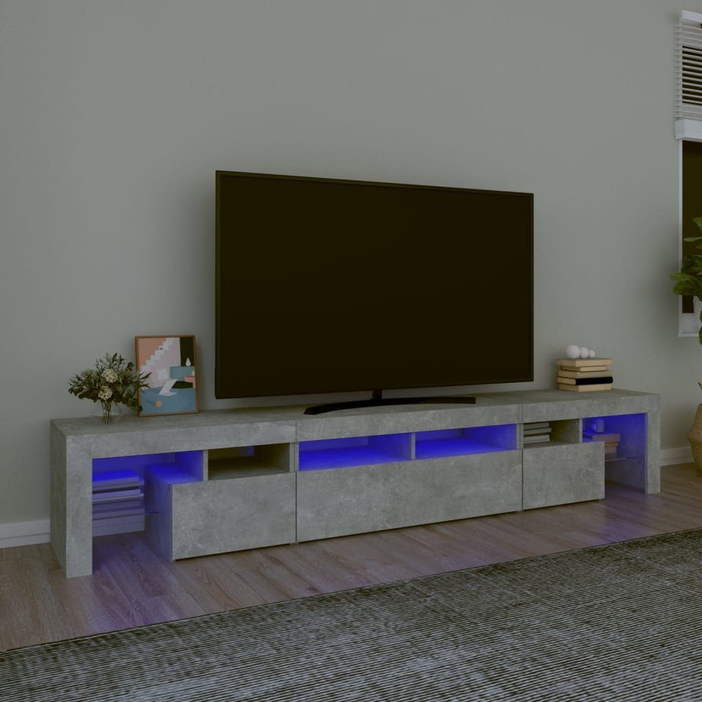 vidaXL TV-Schrank cm Betongrau 230x36,5x40 mit (1-St) TV-Schrank LED-Leuchten