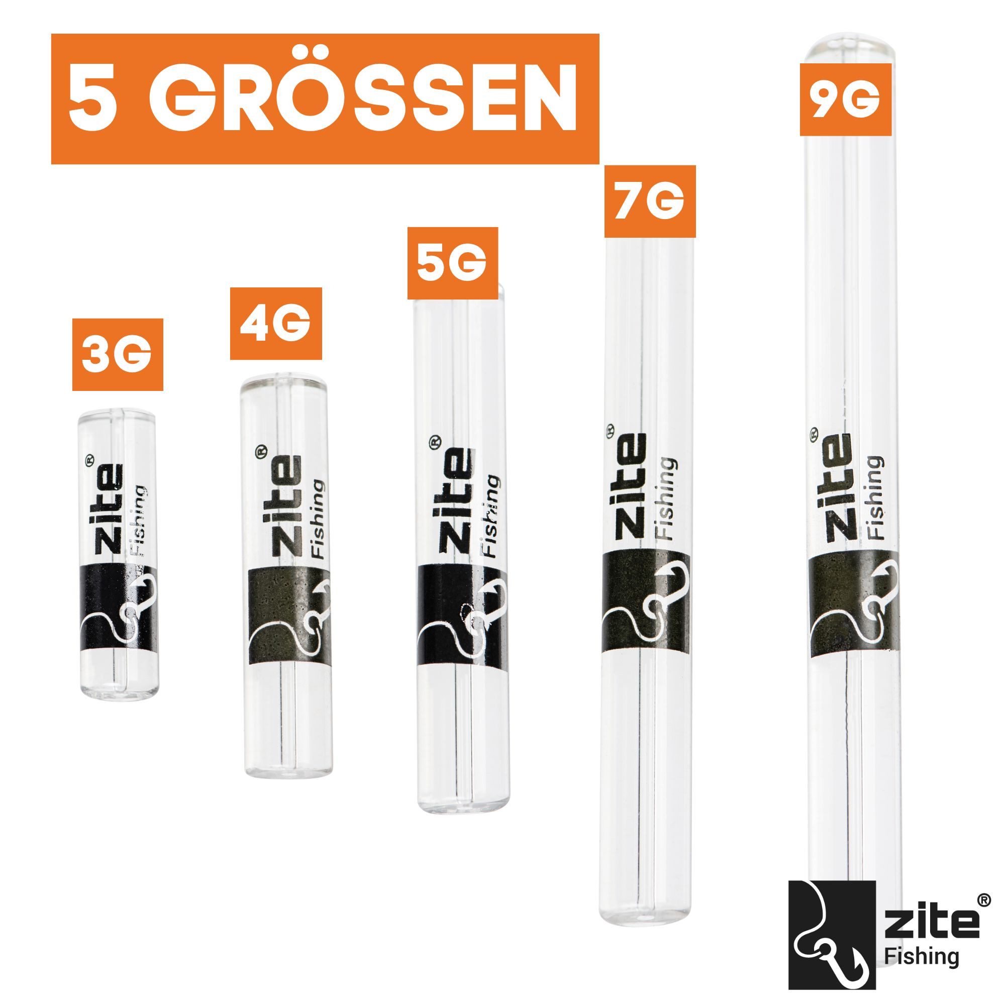 Zite Angelgewicht Forellenglas 5 Stück Angelgewicht 3-9g - Geringe Scheuchwirkung, (5-St)