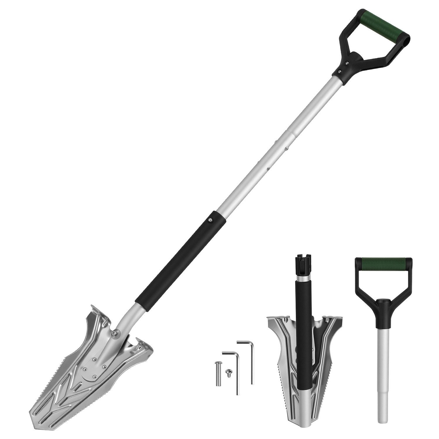 Clanmacy Spaten 119 cm Faltbarer Gartenspaten Multifunktionales Gartenwerkzeug