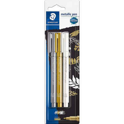 STAEDTLER Filzstift »Design Journey metallic pen in Gold, Silber & Weiß«