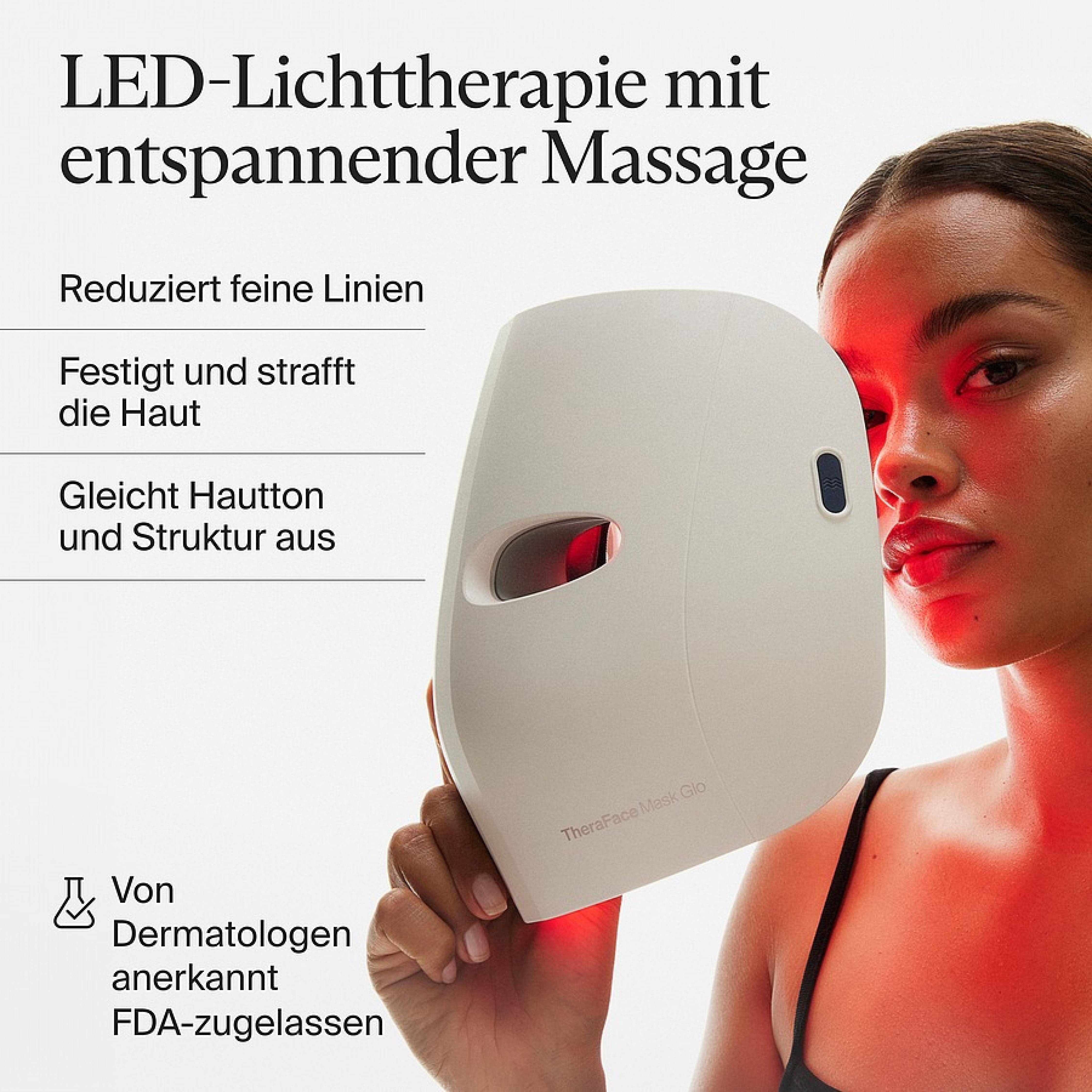 Therabody LED-Gesichtsmaske Theraface Mask Glo, LED-Lichttherapie mit rotem, blauem sowie Infrarotlicht