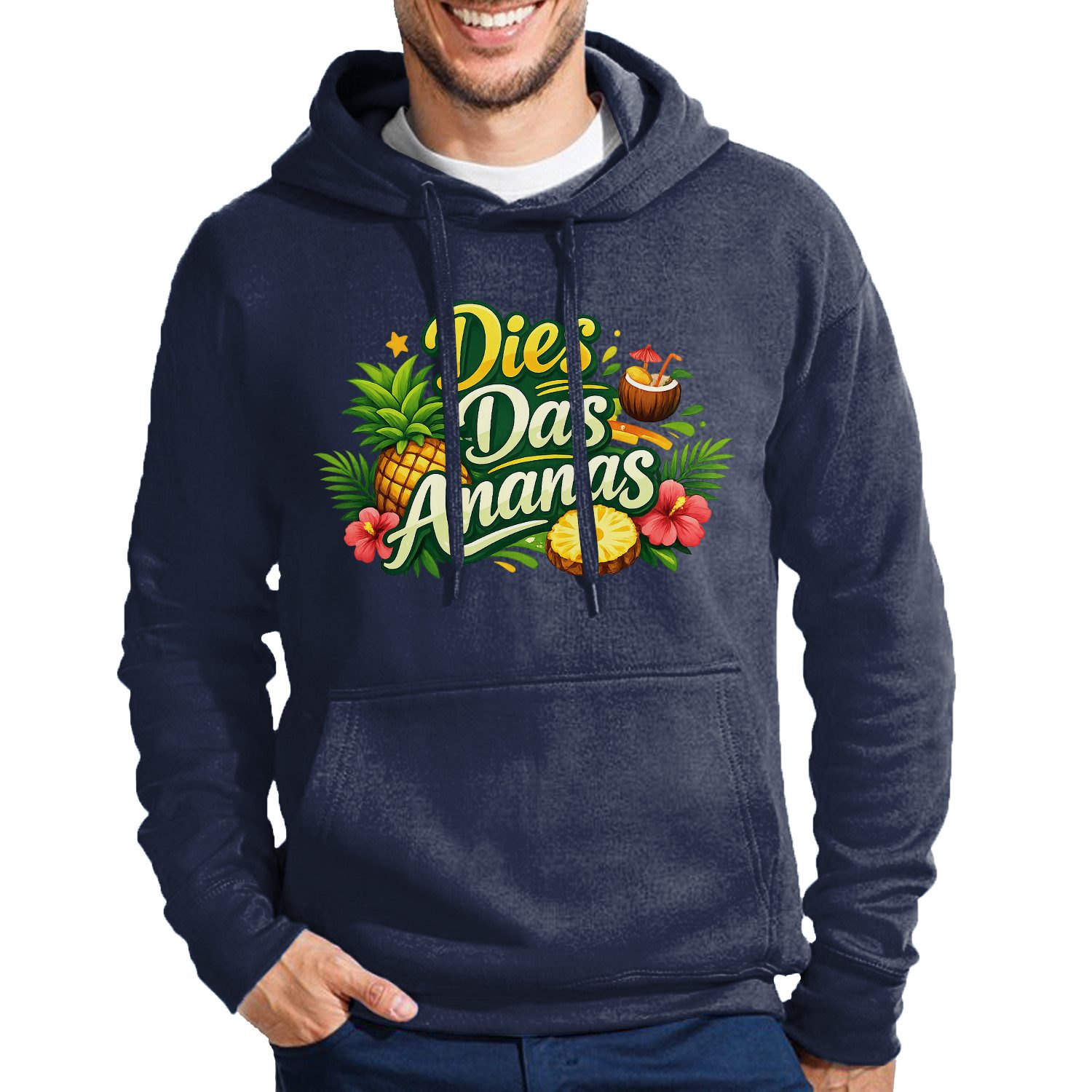 Hoodie Dies Das Ananas Herren Hoodie Print Tropisches Fun Motiv Freizeit