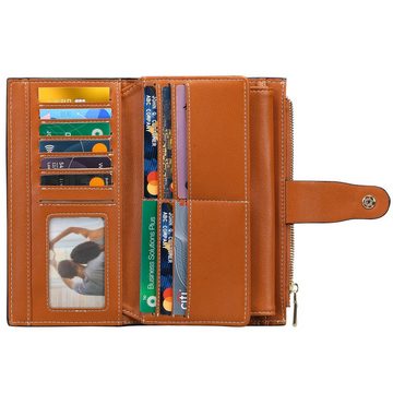 CALIYO Brieftasche Damen Geldbörse Kupplung 20 Kartensteckplätze Halter Organizer