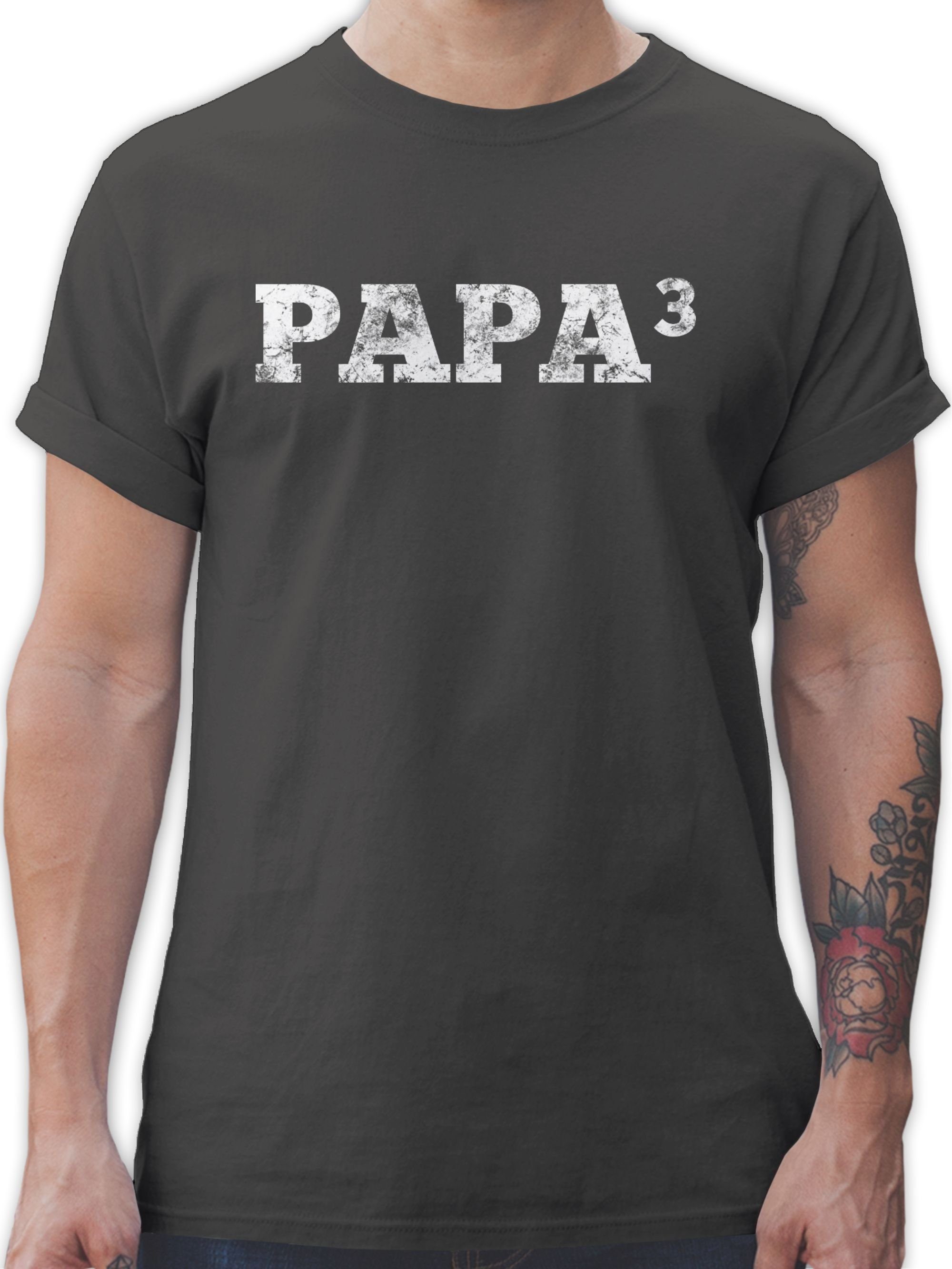 Shirtracer T-Shirt 3-Fach Papa I 3 Kinder Vatertag Geschenk für Papa 3 Dunkelgrau
