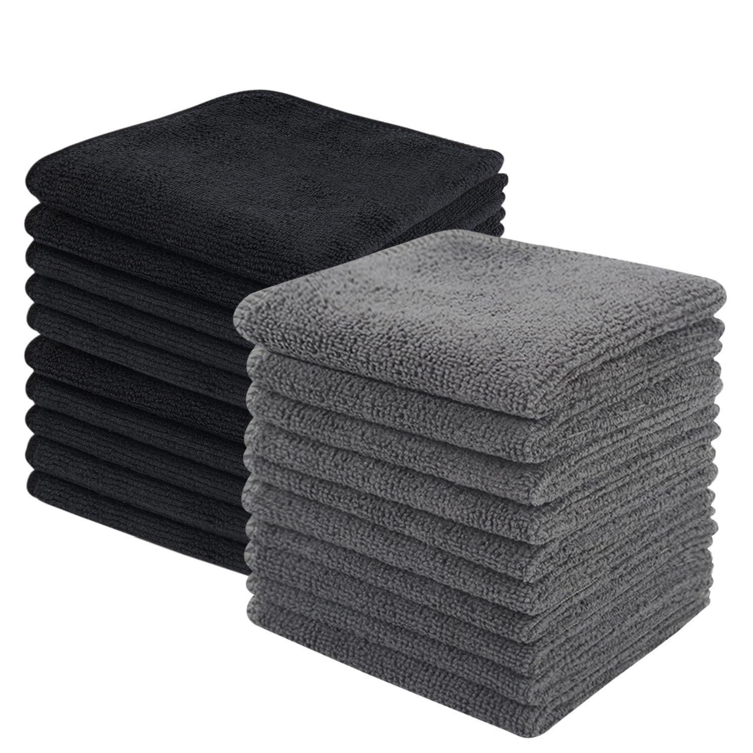LuxusKollektion Spüllappen Mikrofaser 20x20cm Schwarz/Grau 20St Mikrofasertuch (Textil, 20x20 cm)