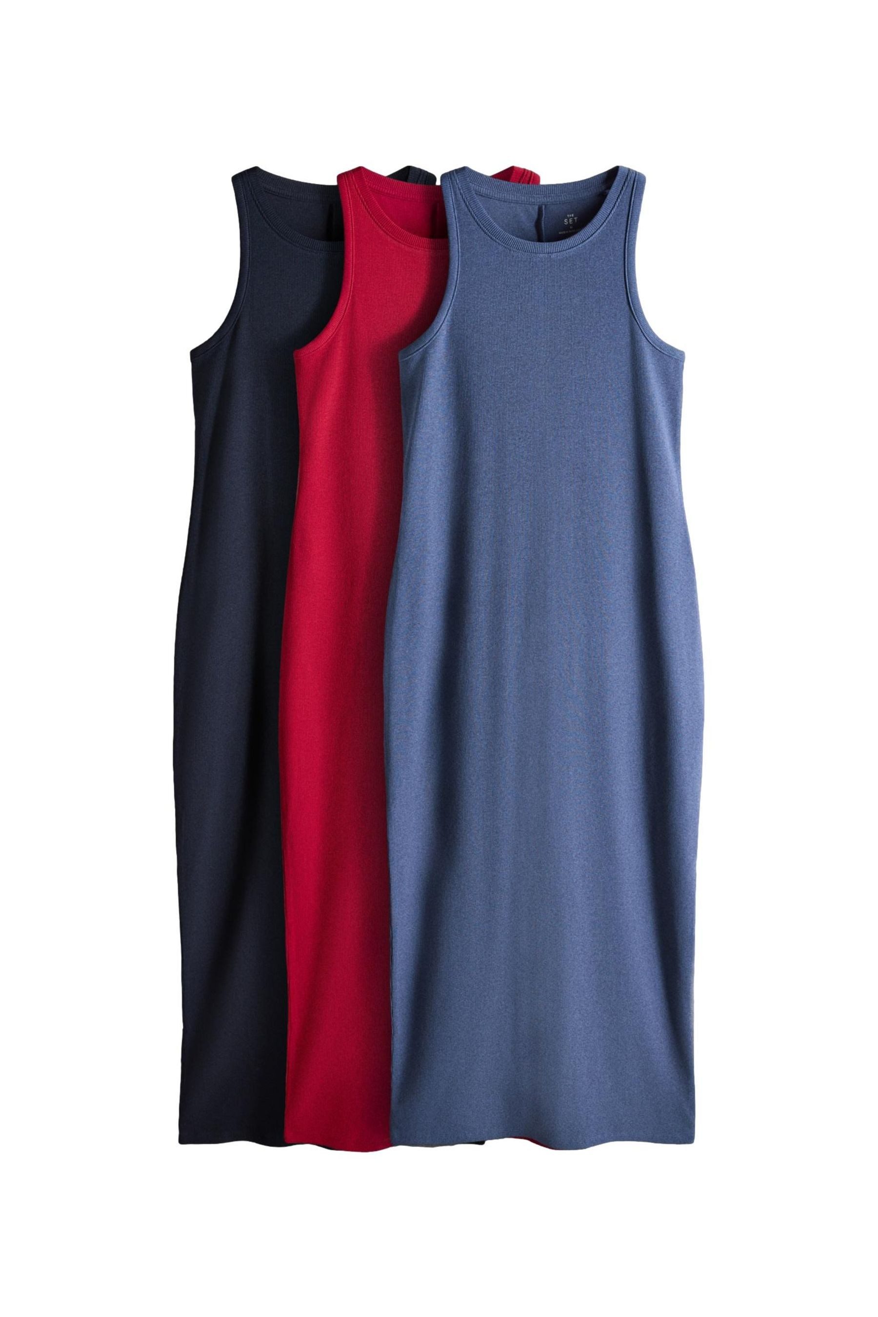 The Set Maxikleid The Set geripptes Maxikleid, 3er-Pack (3-tlg)
