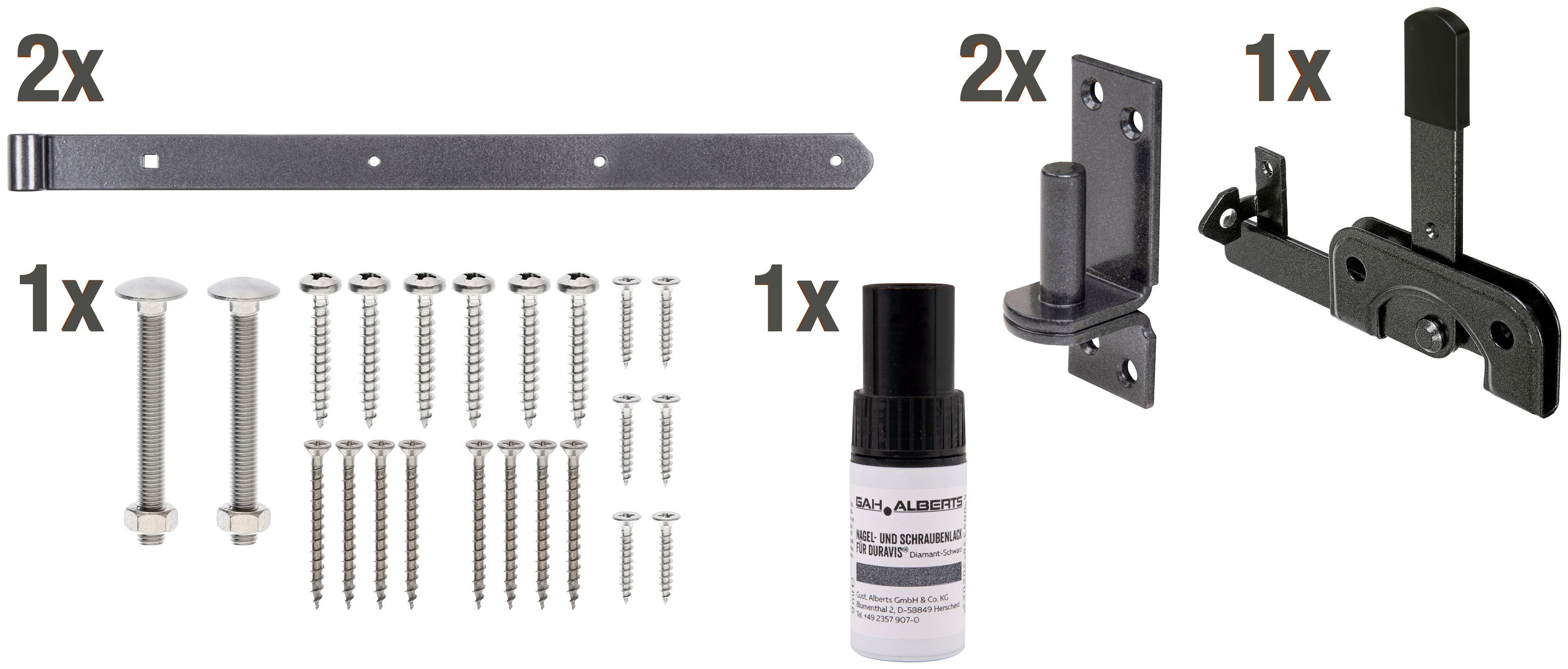 Alberts Torbeschlag DURAVIS® Beschlagssortiment, für Einzeltore, duplexbeschichtet