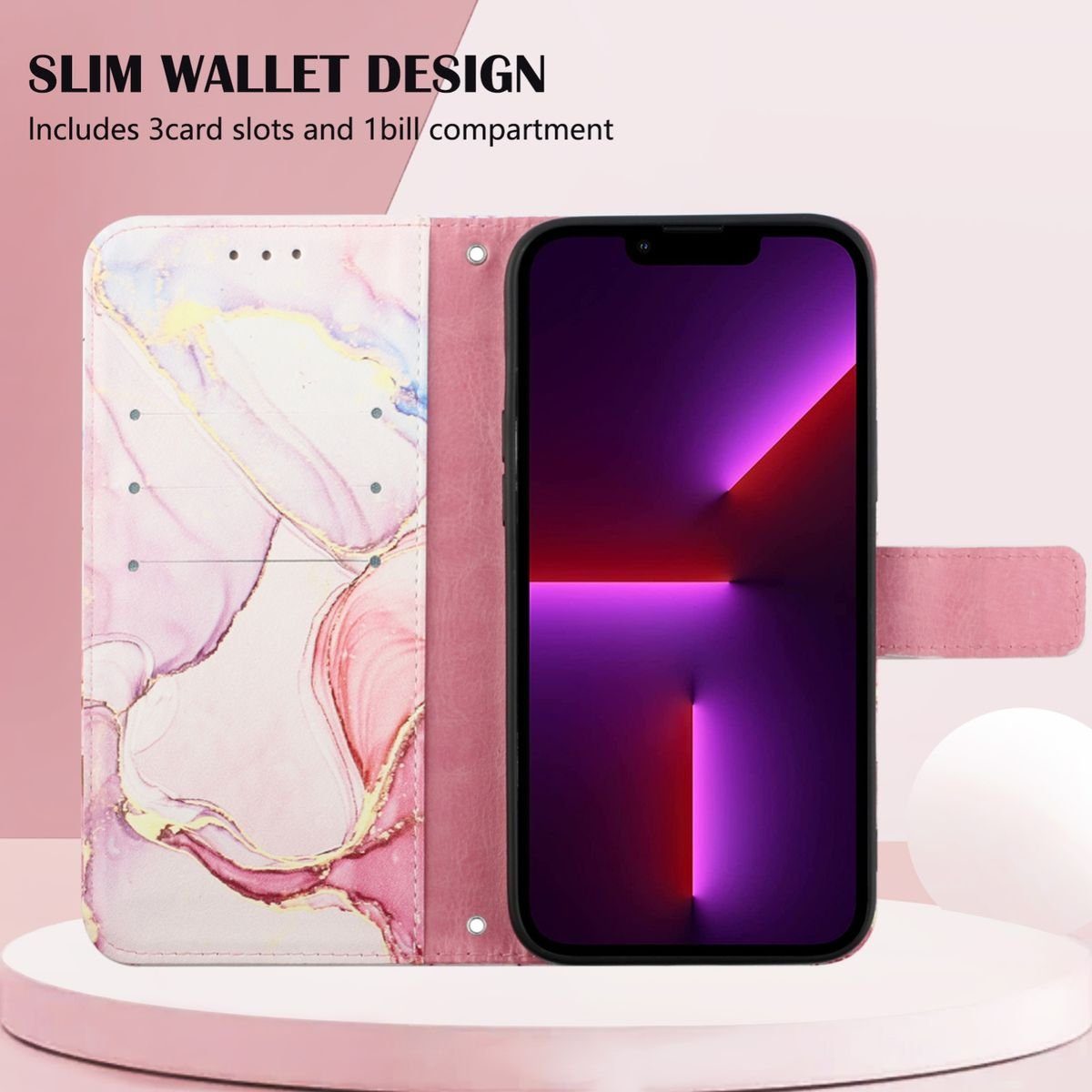König Design Handyhülle Apple iPhone 15, Schutzhülle Schutztasche Case Cover Etuis Wallet Klapptasche Bookstyle