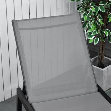 Outsunny Gartenliege Sonnenliege mit Rückenlehnen, Sitzmöbel, 1 St., Gartenmöbel, Aluminium, Grau, 169 x 65 x 102 cm