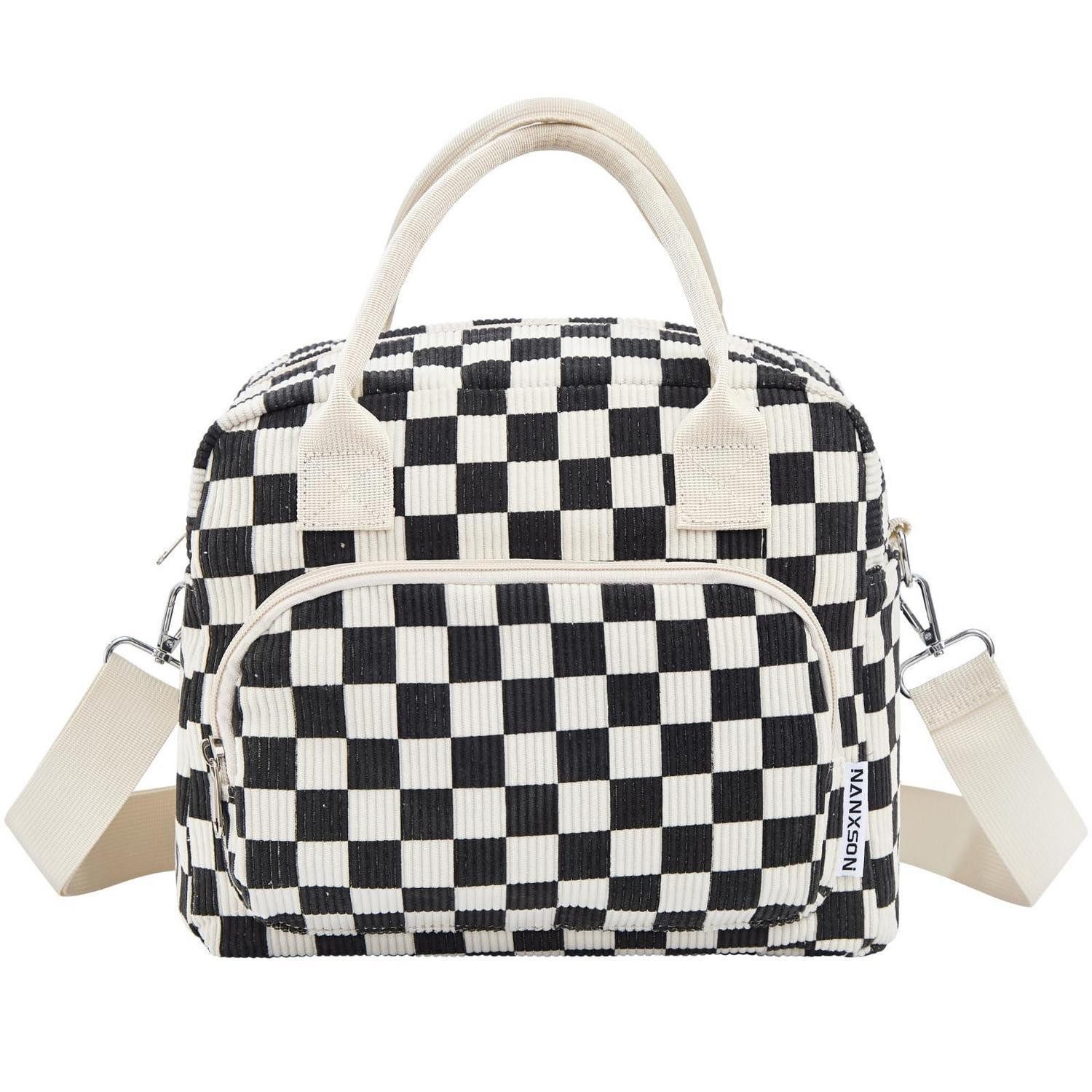 LuxusKollektion Kühltasche Kühltasche Isoliert Lunchbox Kühlbox Taschen 12L Schwarz Beige Kariert