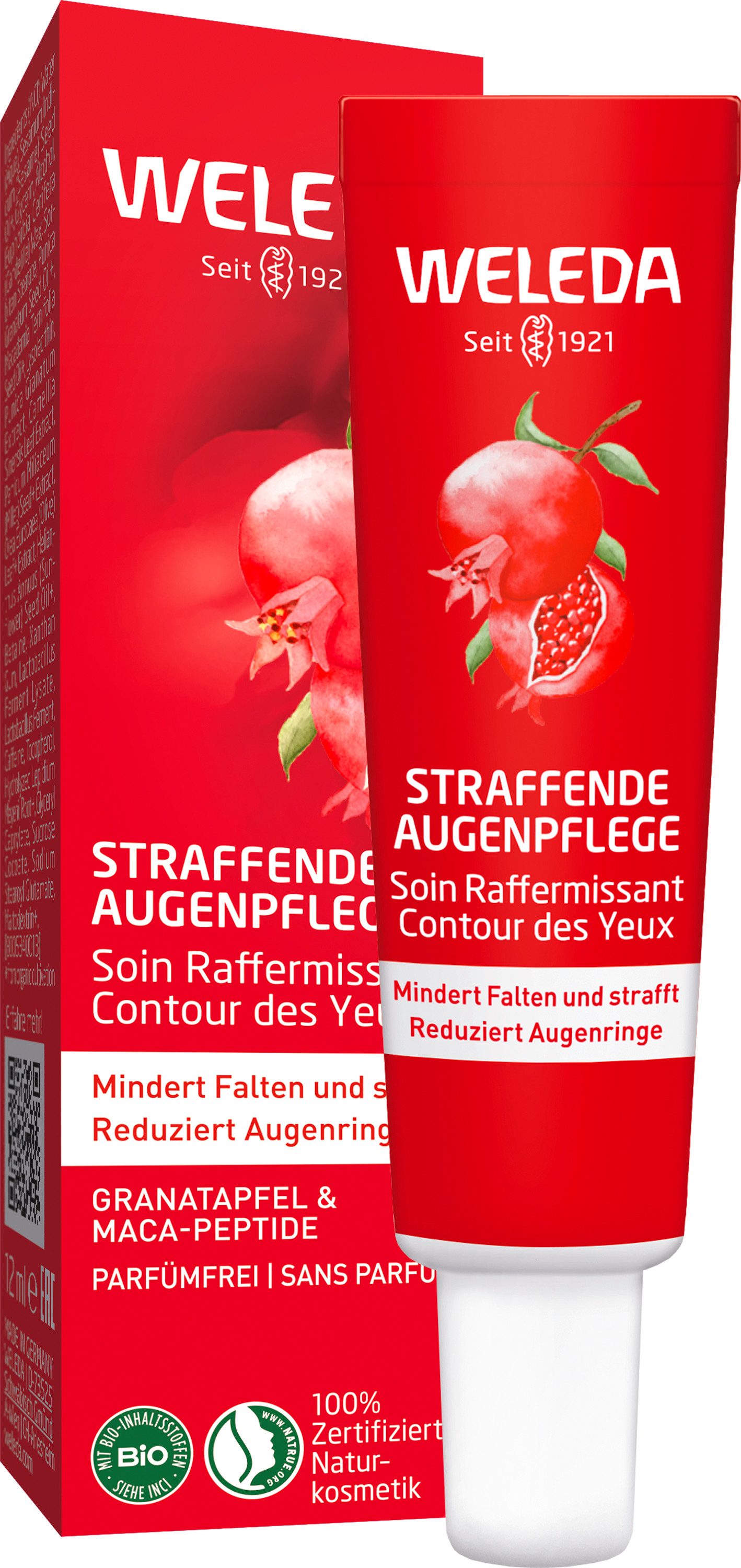 WELEDA Gesichtspflege Weleda Straffende Augenpflege Granatapfel & Maca-Peptide, mindert Falten, Augenringe & Schwellungen, strafft die Haut