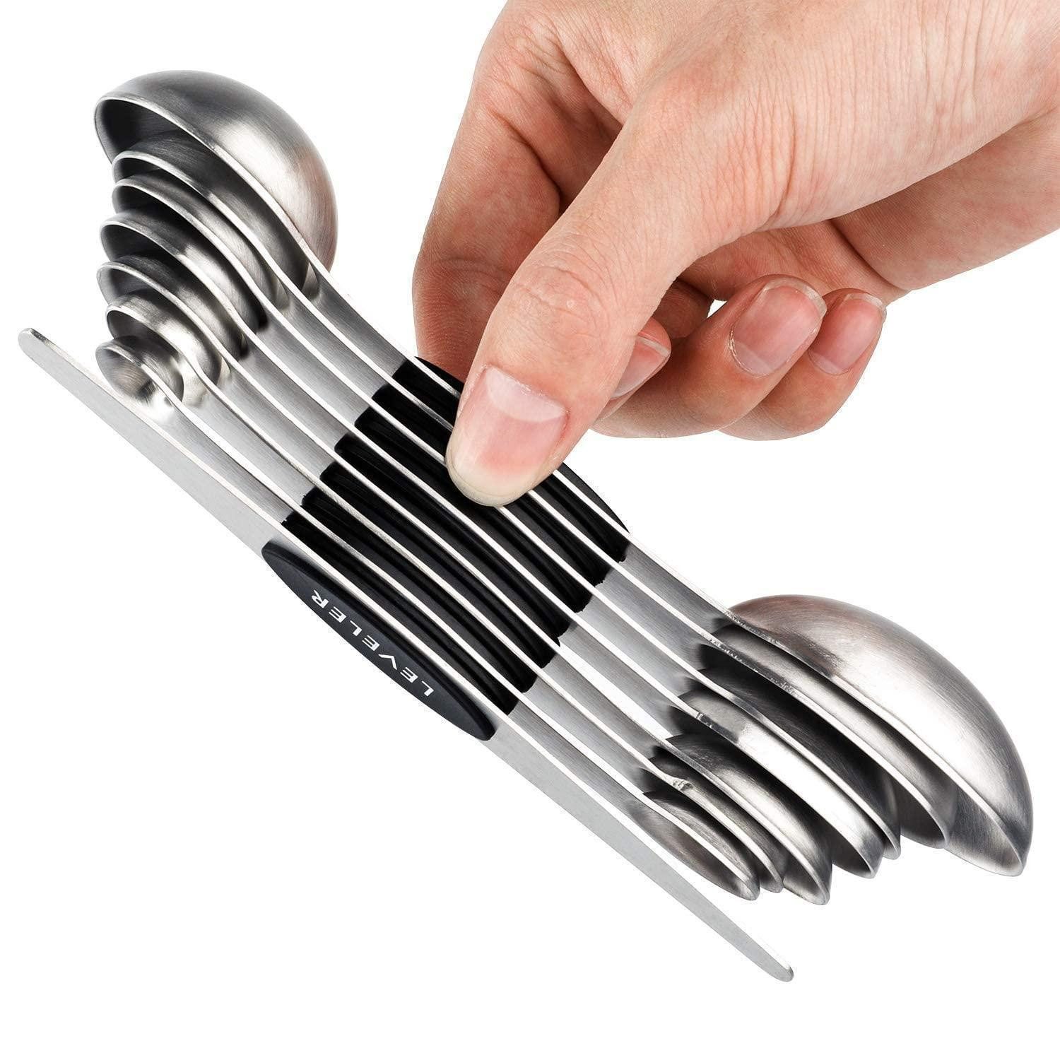 LuxusKollektion Teelöffel Messloeffel Edelstahl 8-tlg magnetisch schwarz