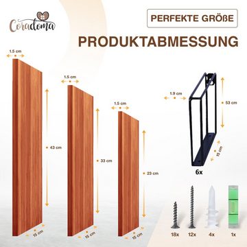 Coradoma Deko-Wandregal Hängeregal 3er Set für Wohnzimmer 43/33/23cm Schweberegal, Gewürzregal Bücherregal Küchenregal