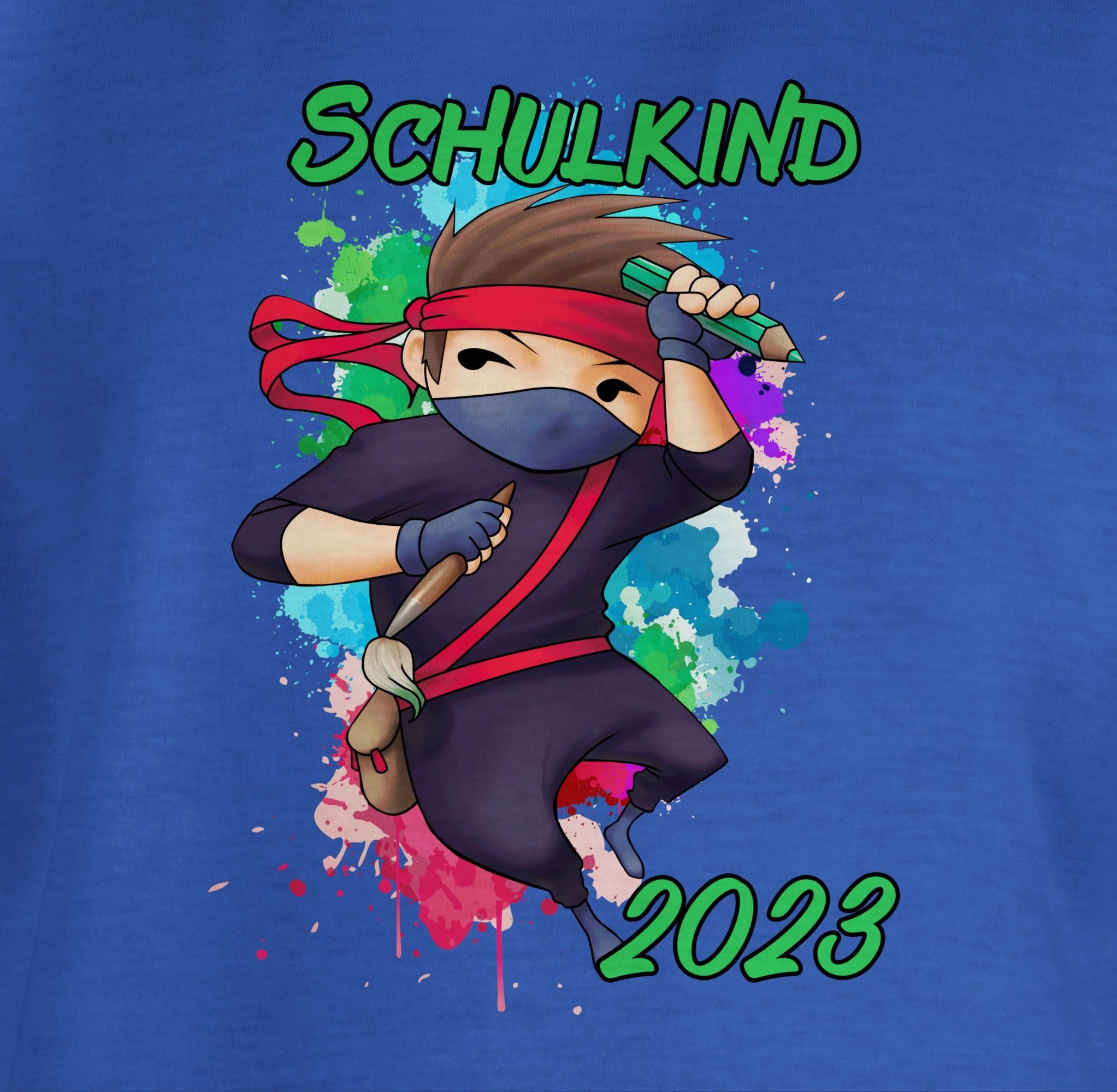 Ninja 2023 T-Shirt Schulanfang Shirtracer 2 Einschulung Cooler Geschenke Junge Junge Royalblau