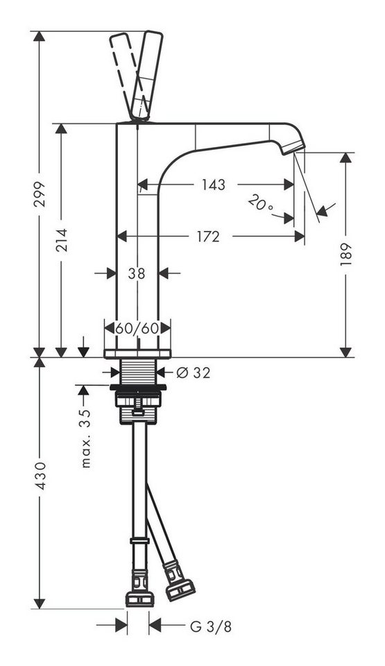 Thumbnail - hansgrohe Waschtischarmatur Axor Citterio E 190 Waschtischmischer mit Pingriff