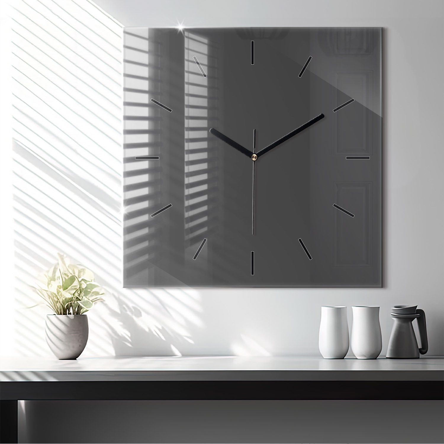 Tulup Wanduhr Modernistische Glaswanduhr 60x60cm Uhr aus gehärtetem Glas
