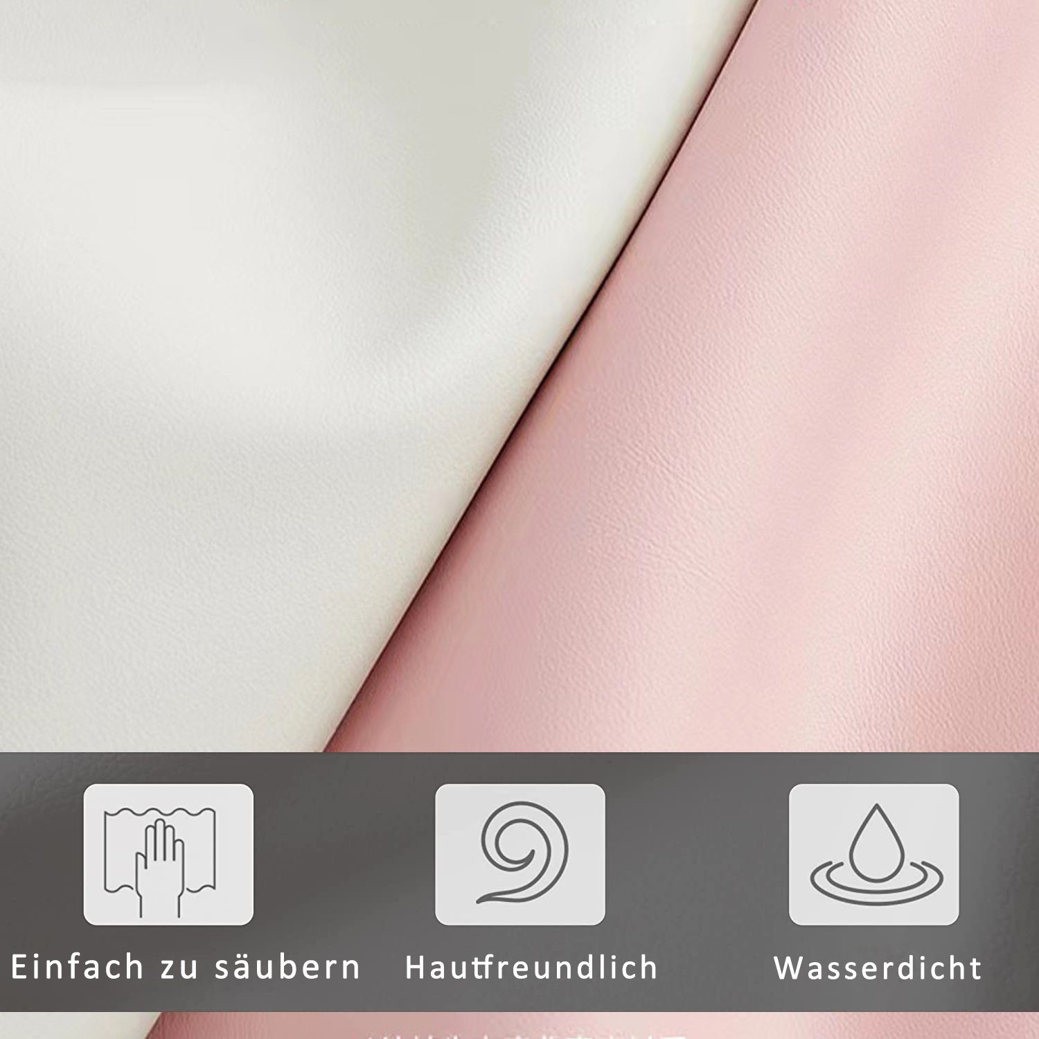 ADWOLT Polsterbett Kinderbett LED Licht Jugendbett (Set, 1-tlg., 90x200cm Einzelbett mit verstellbarem Wolken-Kopfteil,Kunstleder), weiß-rosa – Bild 4 von 5