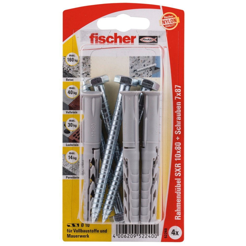 Fischer Befestigungstechnik Schrauben und DübelSet FISCHER Rahmendübel mit Schraube SXR 10x80