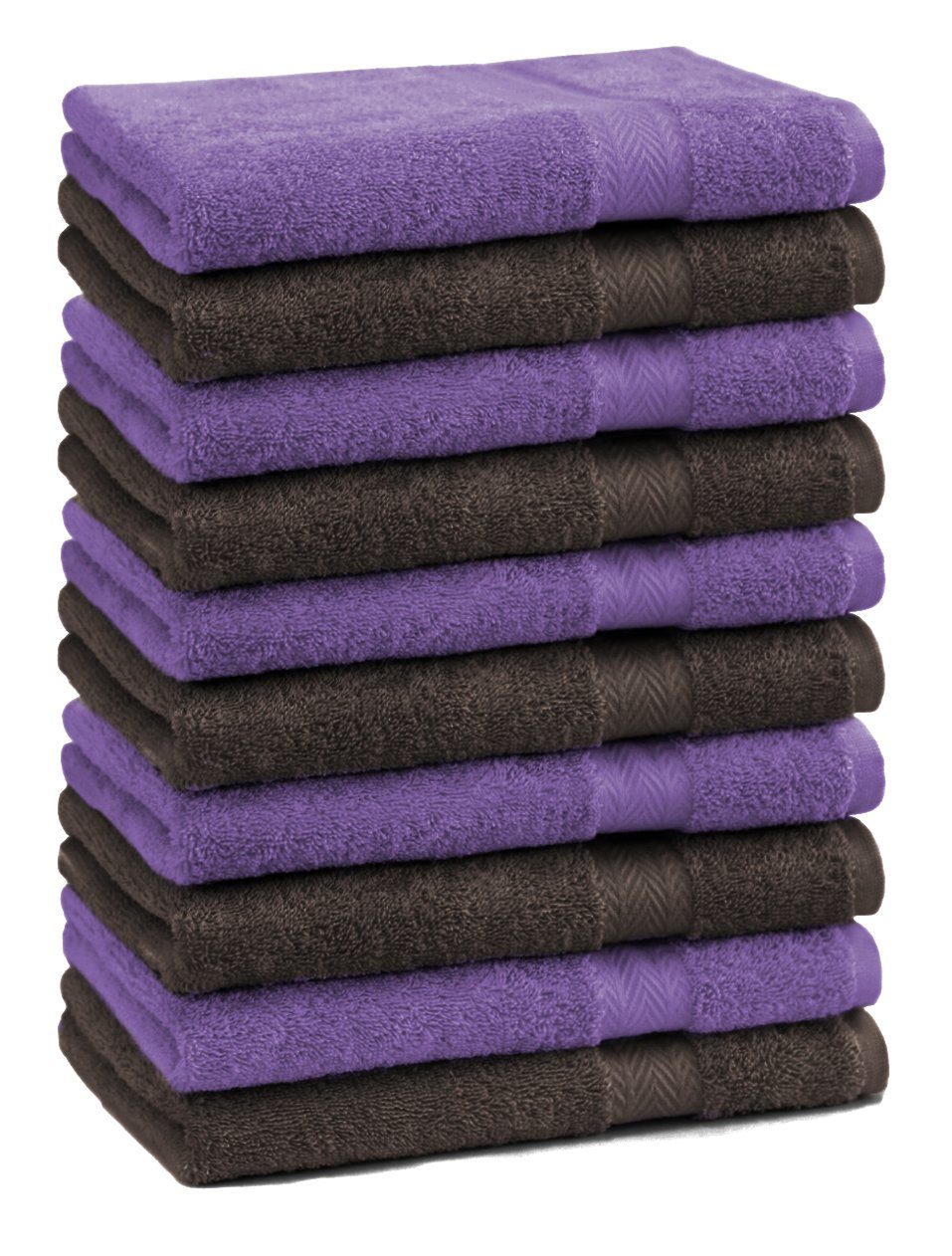 Gästehandtücher cm Betz Baumwolle 100% Stück 10 Baumwolle lila, und 100% dunkelbraun Premium Gästetuch-Set Gästehandtücher 30x50 Farbe