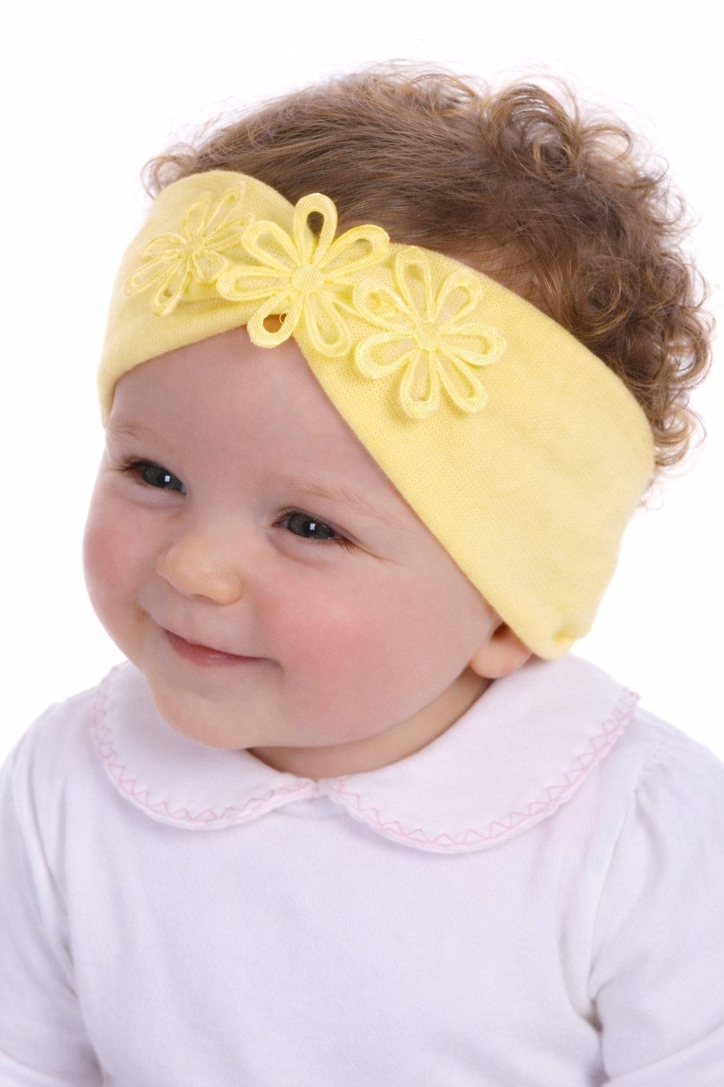 La Bortini Stirnband Baby und Kinder Stirnbänder 5er Pack Kopfbänder Ohrenschutz (Spar-Set, 5 Stück, bunte Bänder für Mädchen) elastisch, weich, mit Blumen, in creme weiß rosa gelb grün