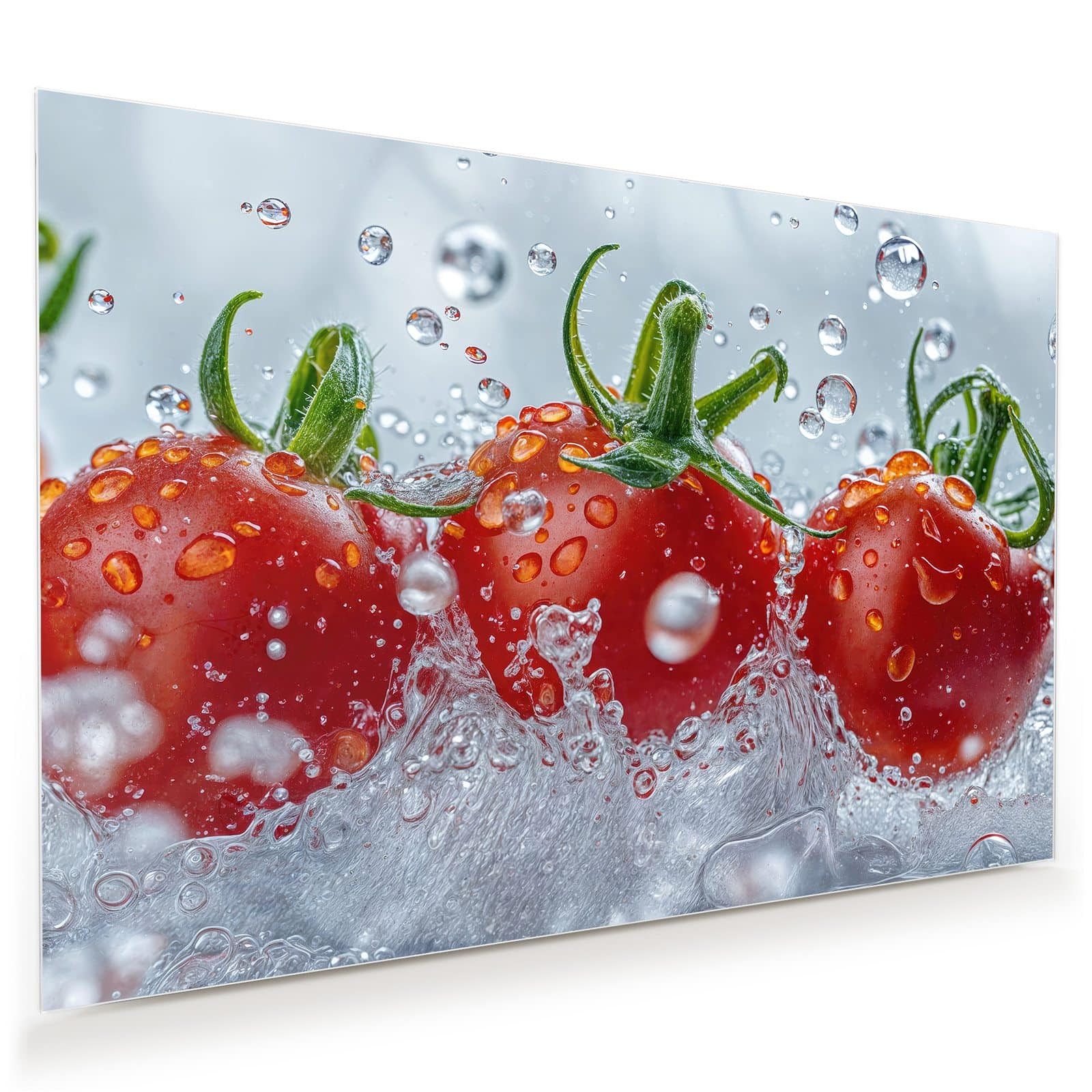 Glasbild Wandbild Wassertomaten mit Aufhängung