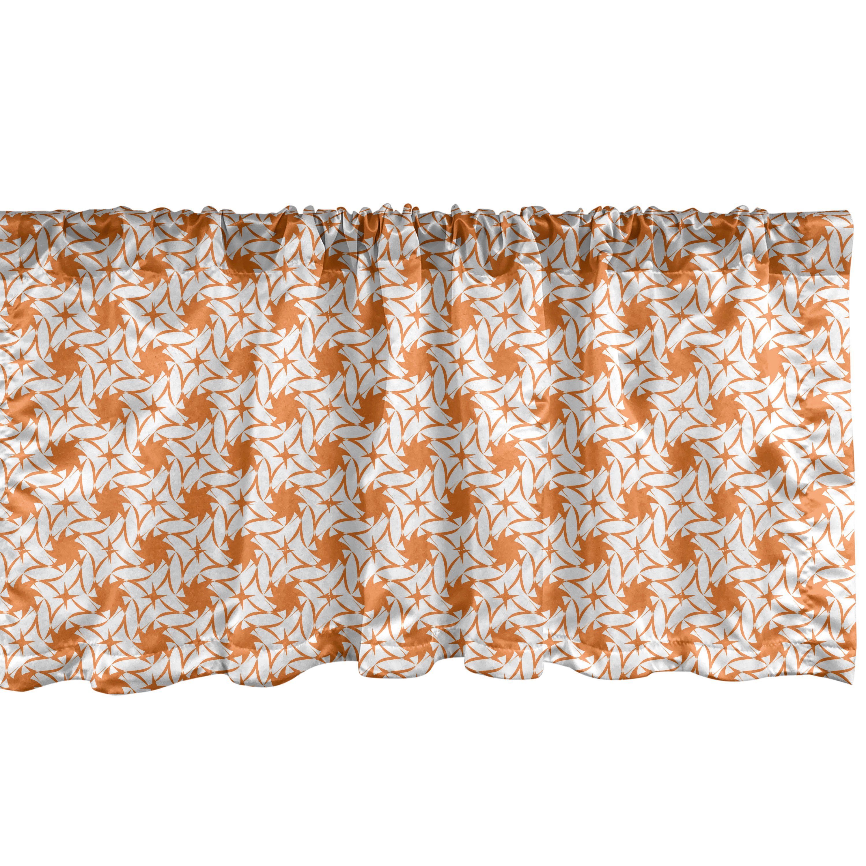 Scheibengardine Vorhang Volant Schlafzimmer Blossomy Dekor für Küche Geometrische Microfaser, Orange Stangentasche, Abakuhaus, mit Formen