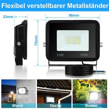 Randaco LED Flutlichtstrahler 10W LED Fluter Außen Strahler Flutlicht Scheinwerfer Lampe Kaltweiß, Außenstrahler