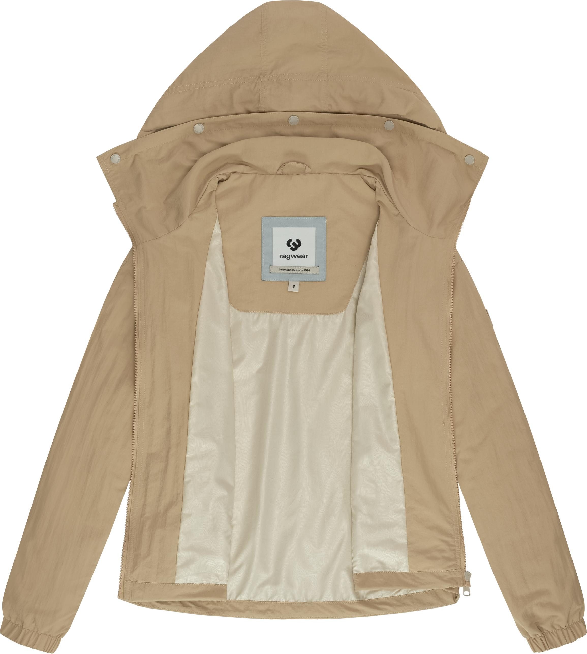 Ragwear Outdoorjacke Cerys kurze Damen Übergangsjacke mit verstaubarer Kapuze