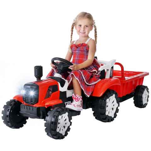 Actionbikes Motors Elektro-Kindertraktor Kinder Elektro Traktor mit Anhänger Fahrzeug inkl. Fernbedienung, Belastbarkeit 30 kg, (2-tlg), 30 kg Zuladung - Bremsautomatik - 2x 6 V Motor - ab 3 Jahren