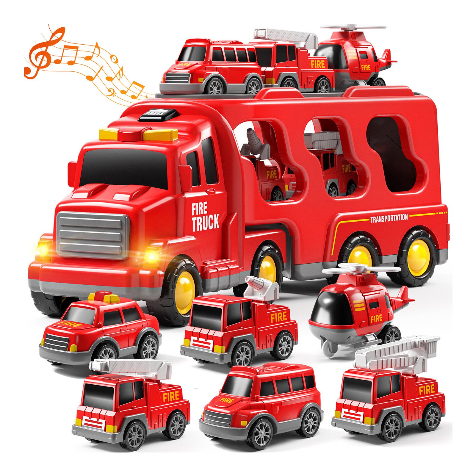 TEMI Spielzeug-Auto 7 Pack Träger LKW Transport Stadtfahrzeuge Spielzeug, ( günstig online kaufen