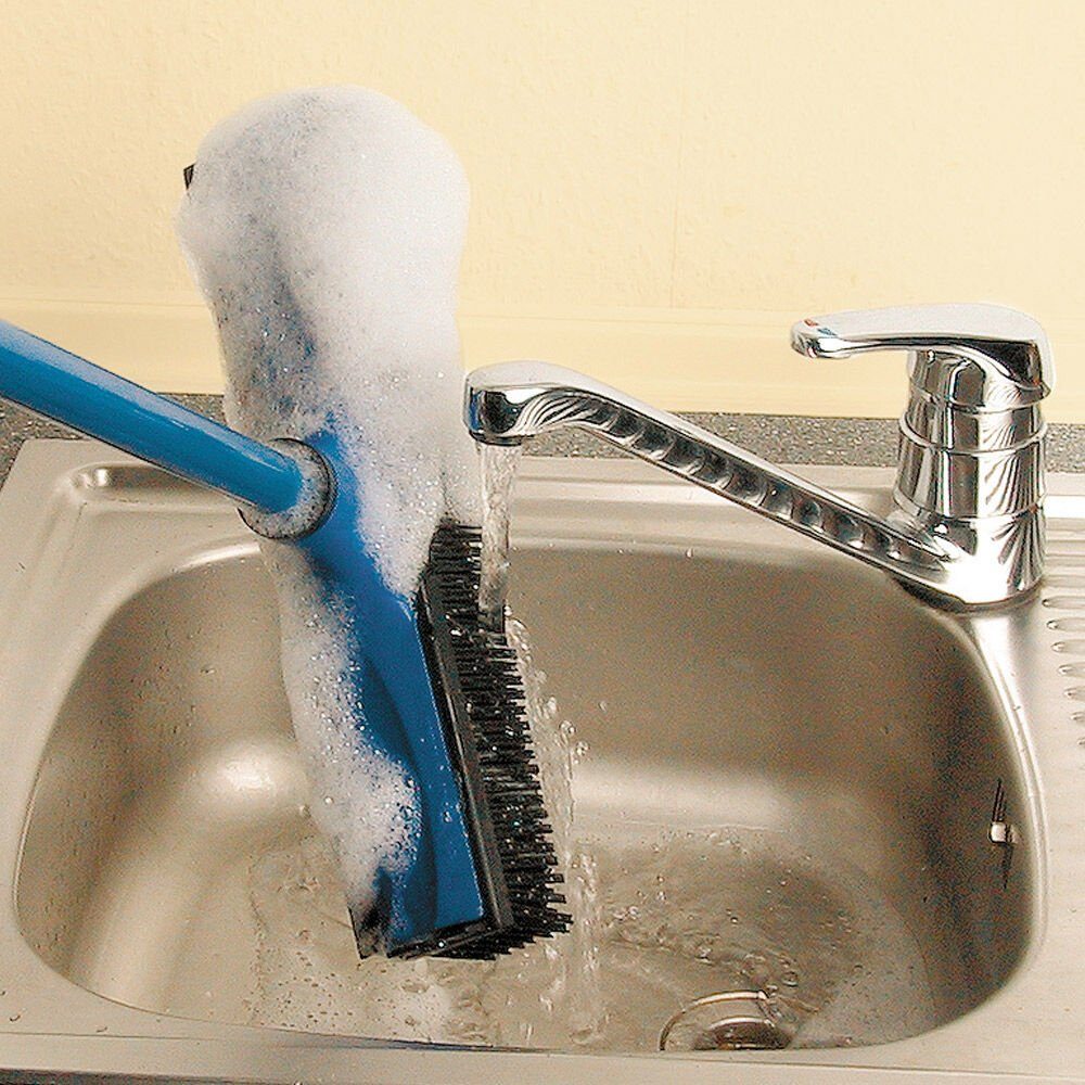 Schecker Kehrgarnitur Anti Haarbesen incl. Teleskopstiel - blau, Fliesen, (1-tlg), pflegeleicht, hygienisch