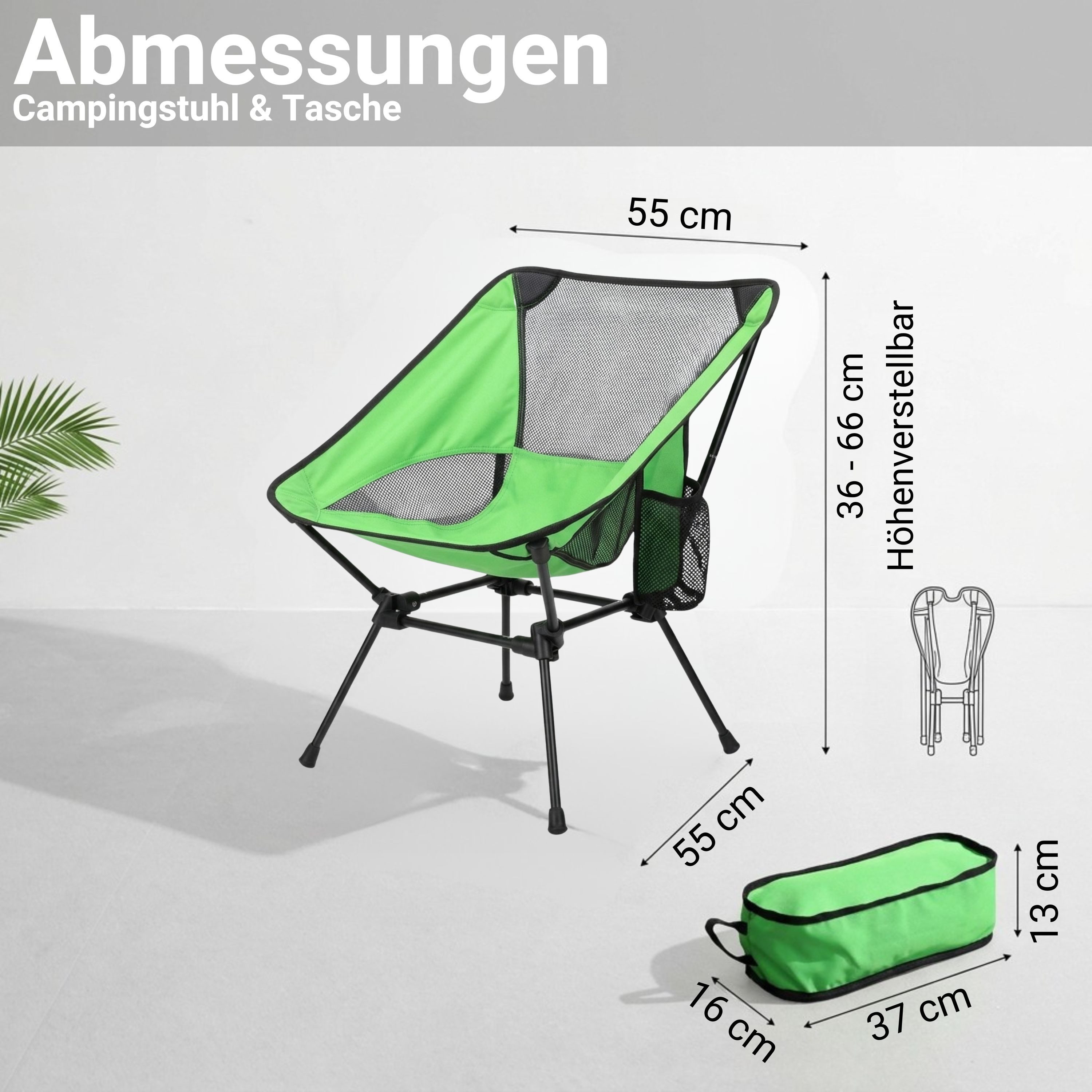 NovaTerra Gartenlounge-Set Campingstuhl klappbar mit 2 Taschen